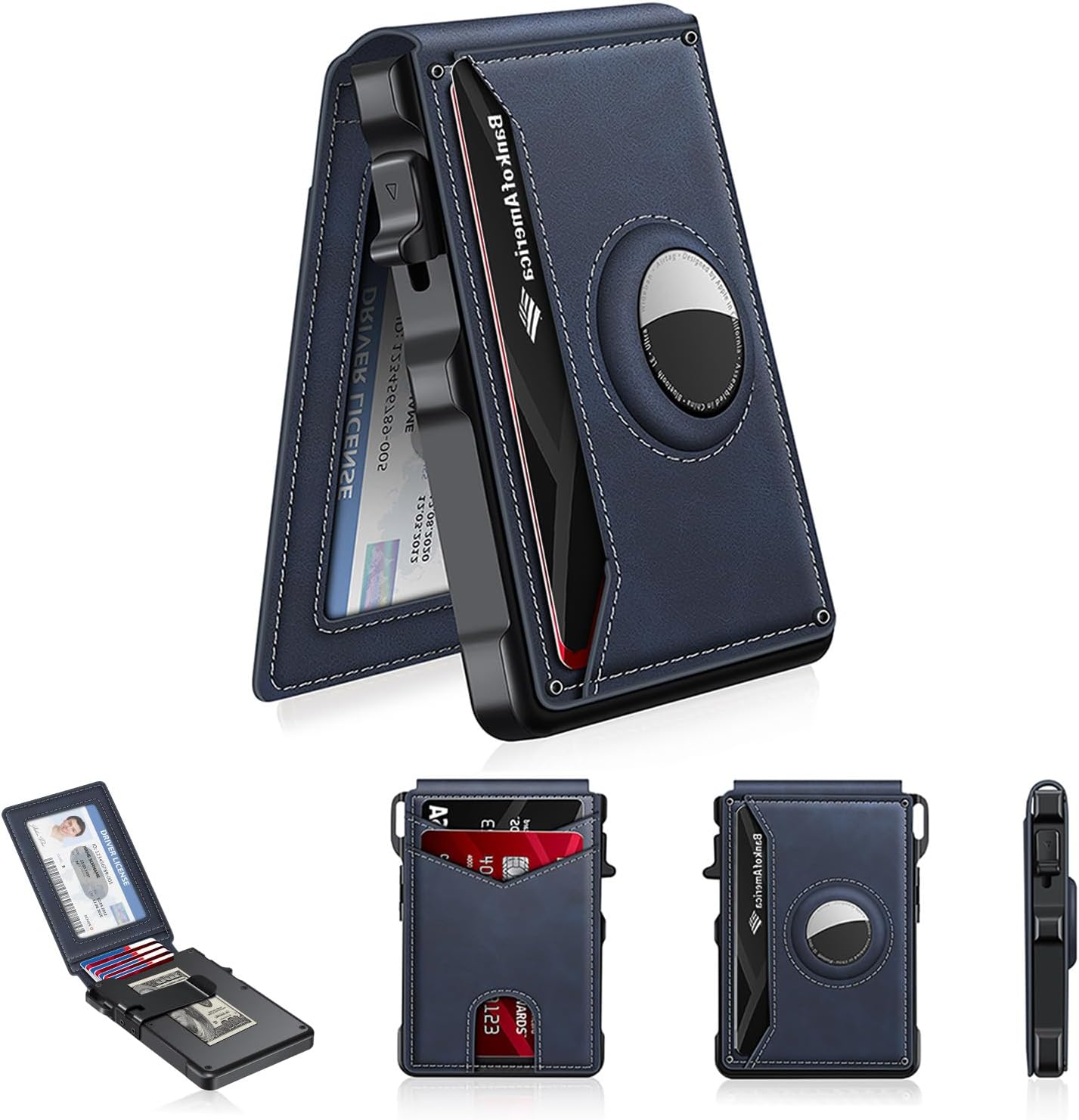 BILLETERA PARA HOMBRE KIKVES CON SOPORTE PARA AIRTAG Y BLOQUEO RFID AZUL MARINO - 1
