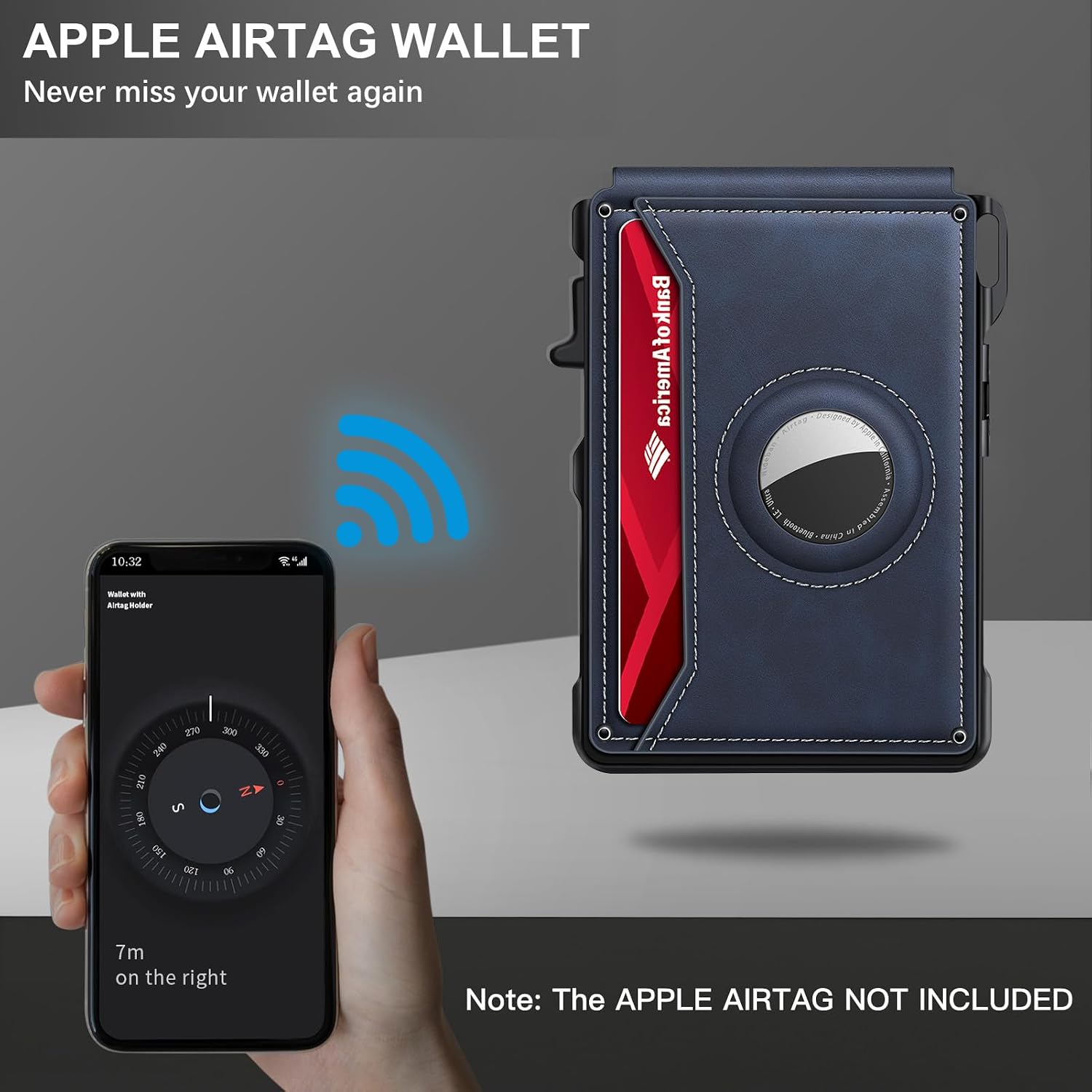 BILLETERA PARA HOMBRE KIKVES CON SOPORTE PARA AIRTAG Y BLOQUEO RFID AZUL MARINO - 4