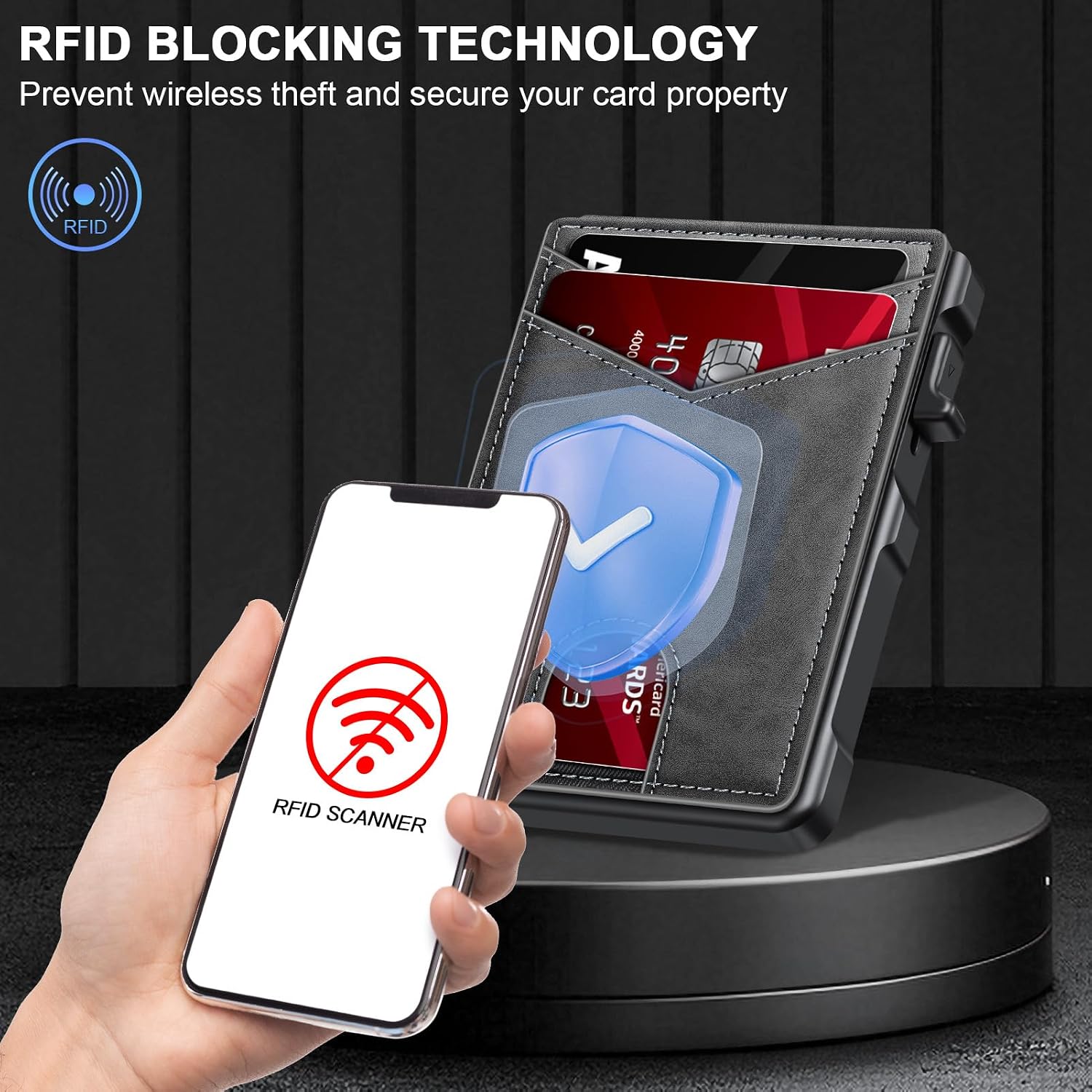 BILLETERA PARA HOMBRE KIKVES CON SOPORTE PARA AIRTAG Y BLOQUEO RFID GRIS - 3
