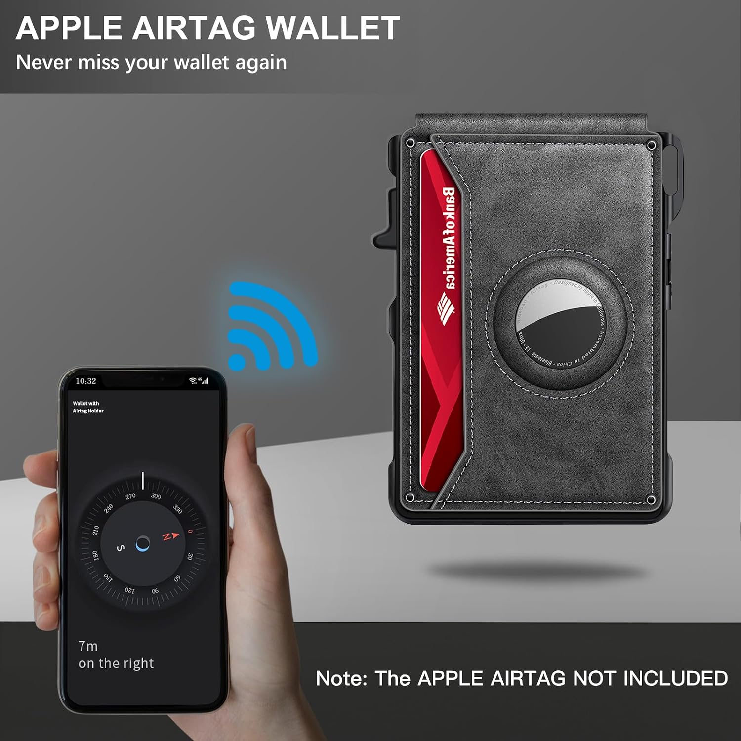 BILLETERA PARA HOMBRE KIKVES CON SOPORTE PARA AIRTAG Y BLOQUEO RFID GRIS - 4