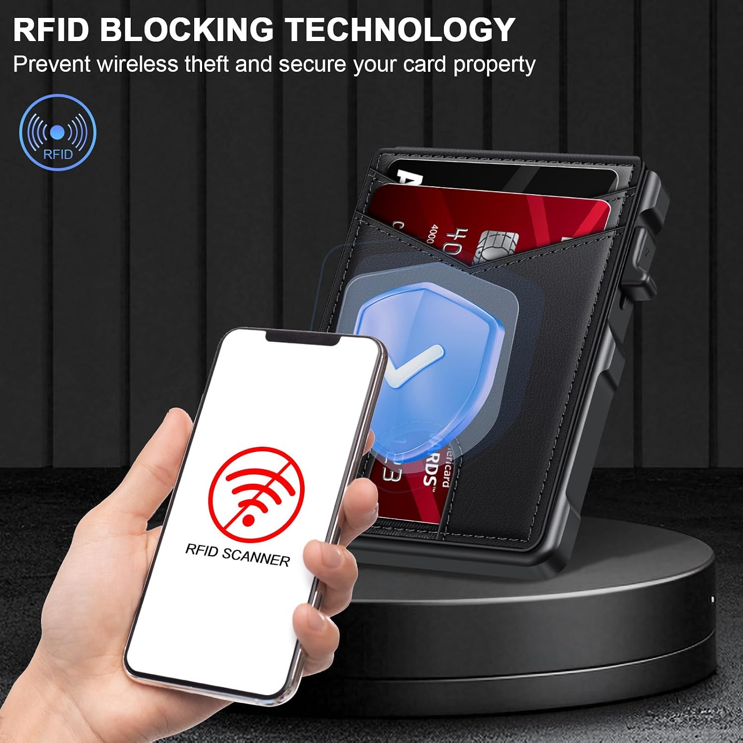 BILLETERA PARA HOMBRE KIKVES CON AIRTAG Y BLOQUEO RFID MINIMALISTA NEGRA - 3