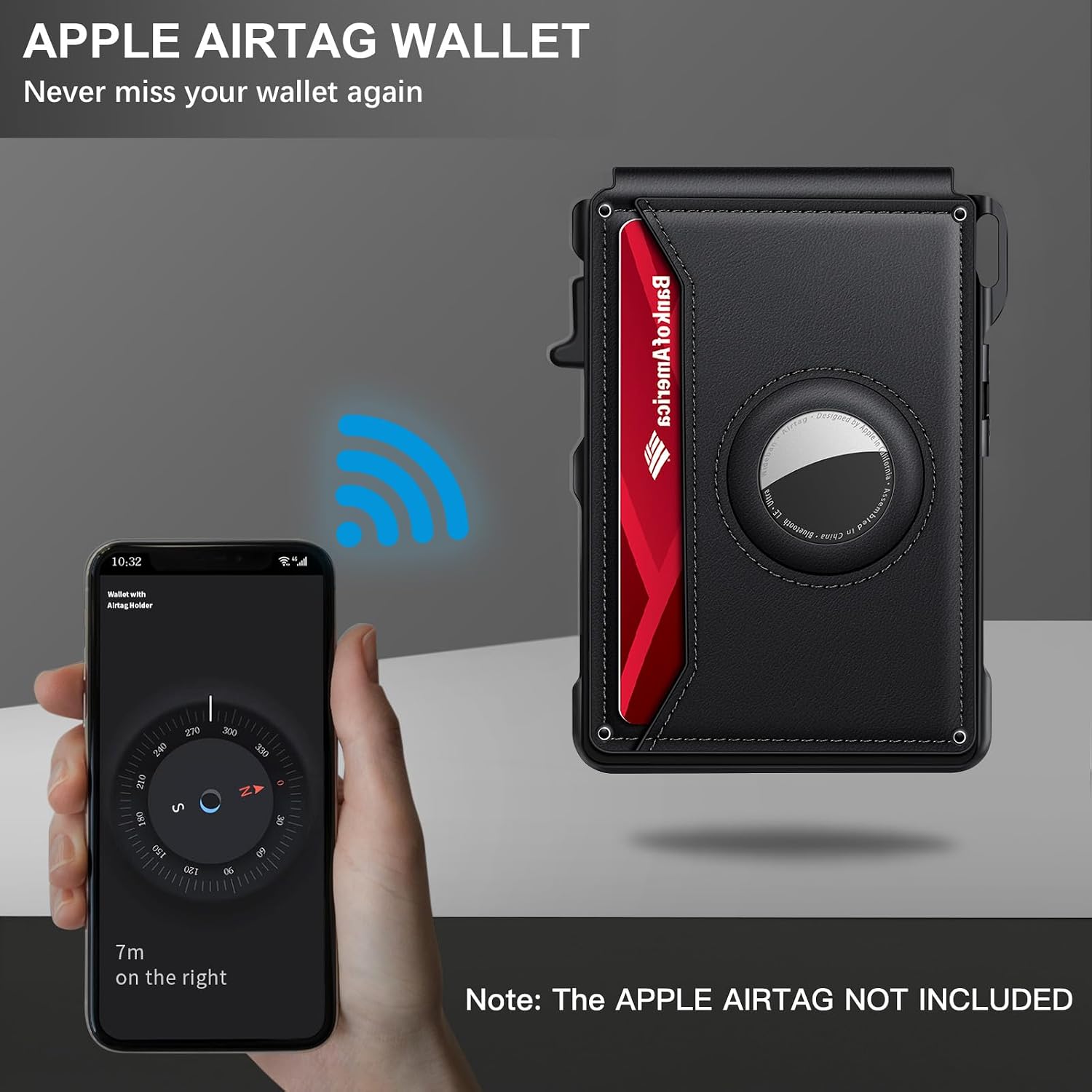 BILLETERA PARA HOMBRE KIKVES CON AIRTAG Y BLOQUEO RFID MINIMALISTA NEGRA - 4