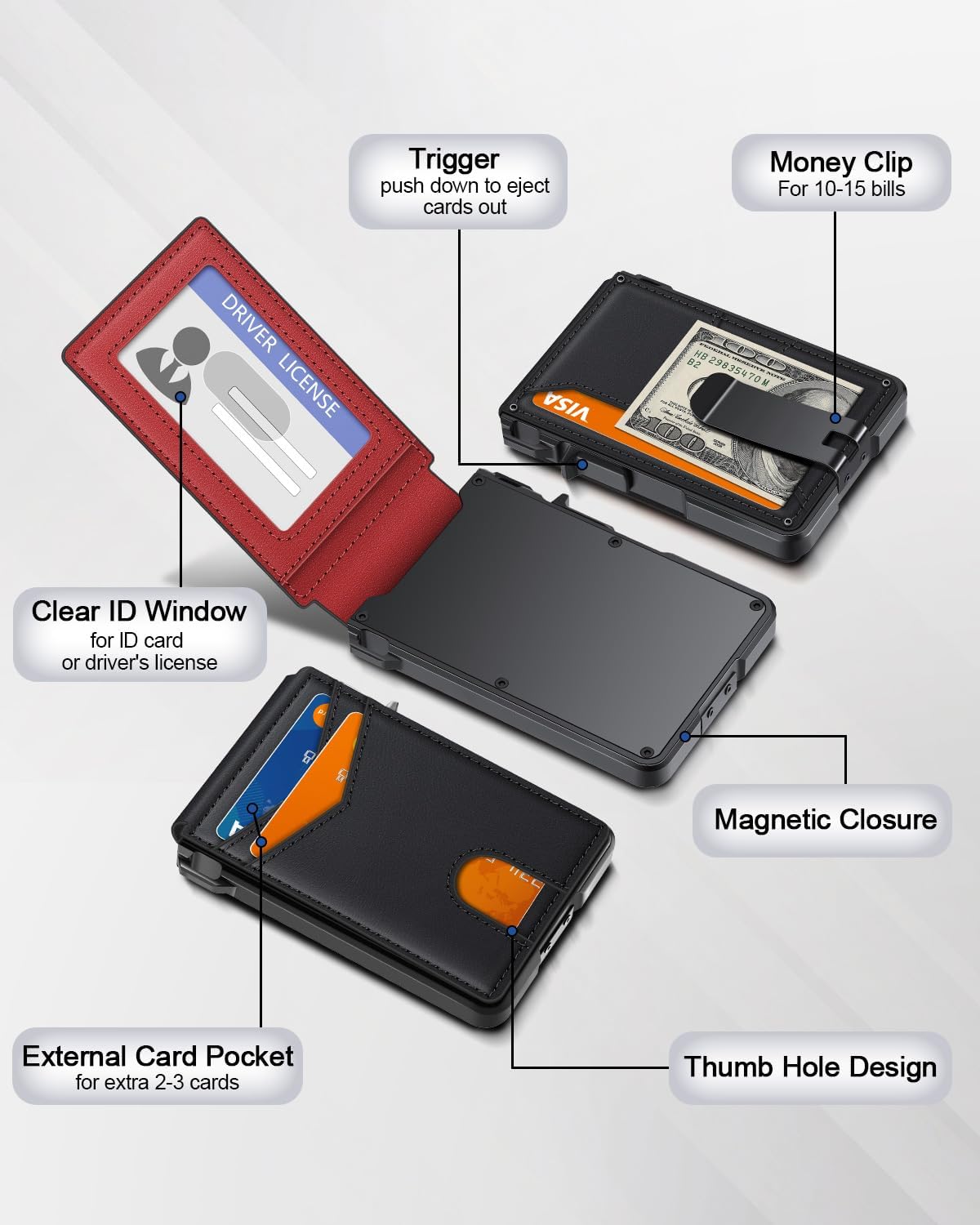 BILLETERA PARA HOMBRE ZALVEX MINIMALISTA 9-13 TARJETAS BLOQUEO RFID - 3