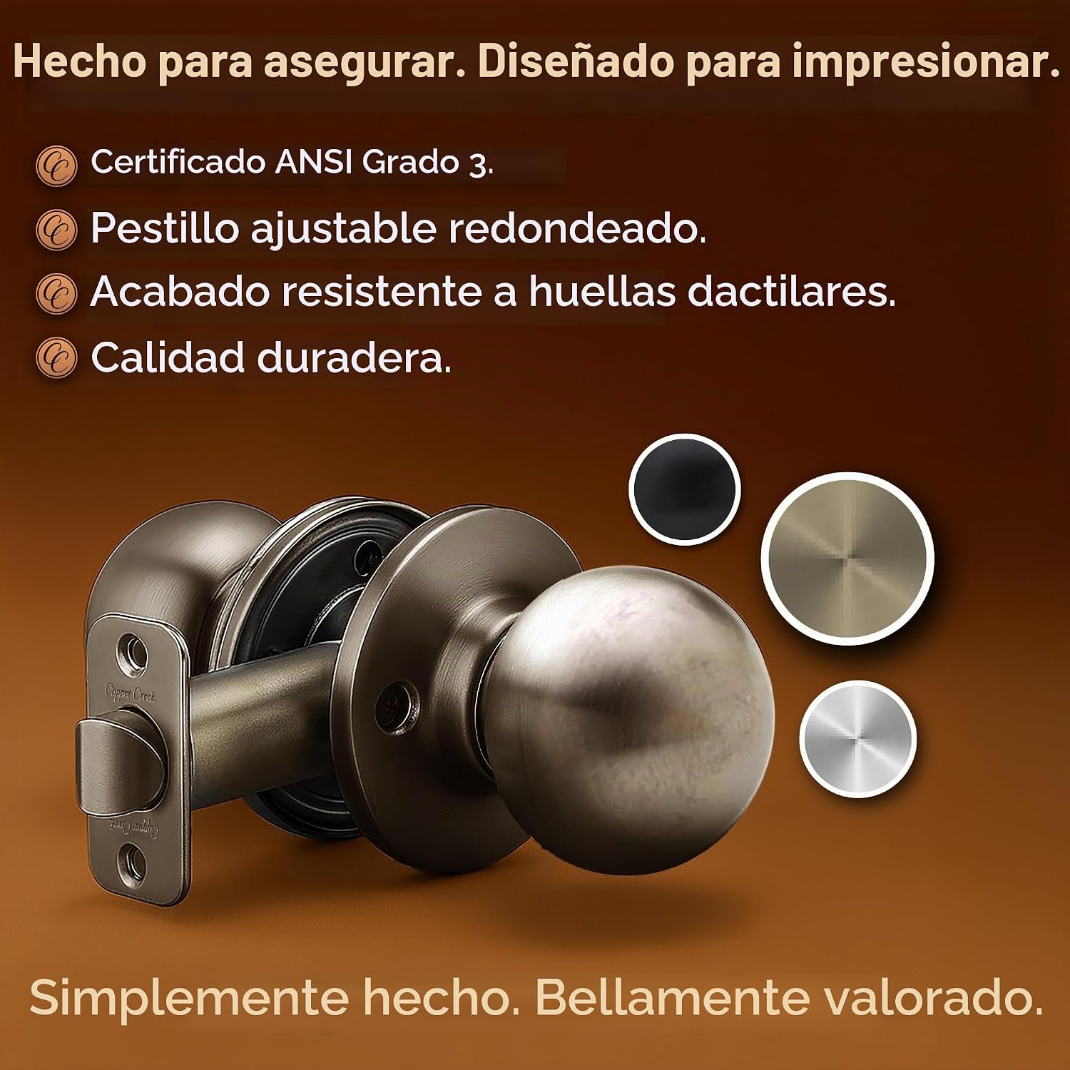 MANIJA PARA PUERTA COPPER CREEK BK2020AB FUNCIÓN PASO ACABADO LATÓN ANTIGUO - 5