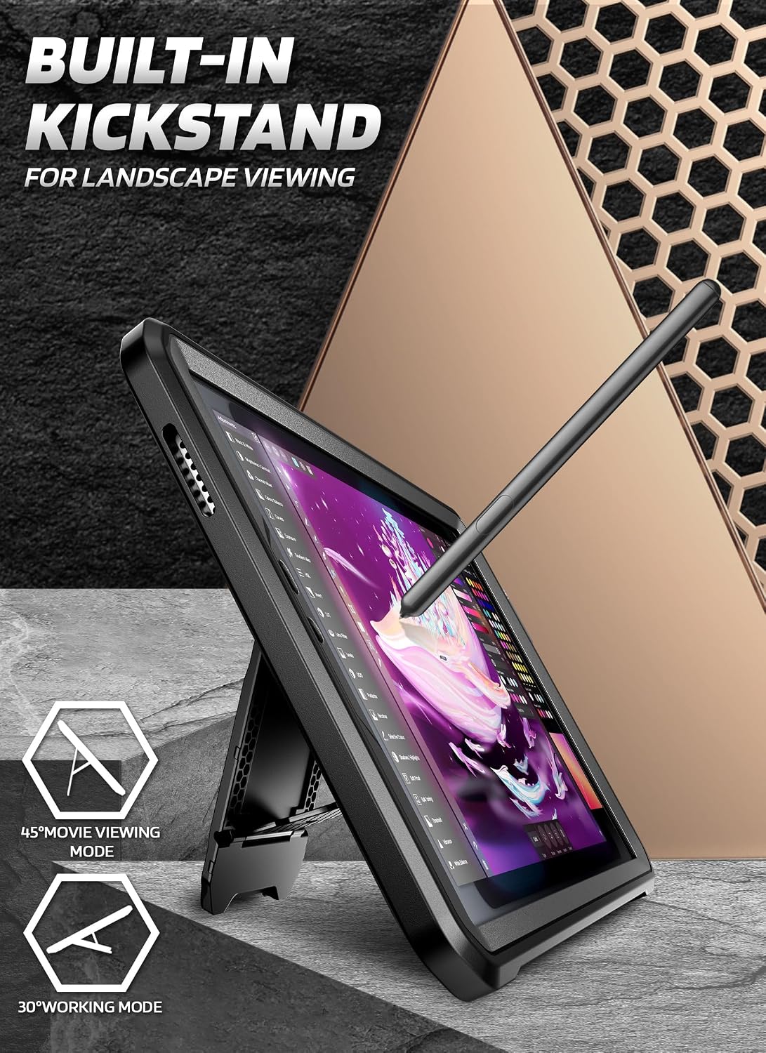 FUNDA SUPCASE PARA SAMSUNG GALAXY TAB A11 8.7' CON PROTECTOR DE PANTALLA NEGRA - 3