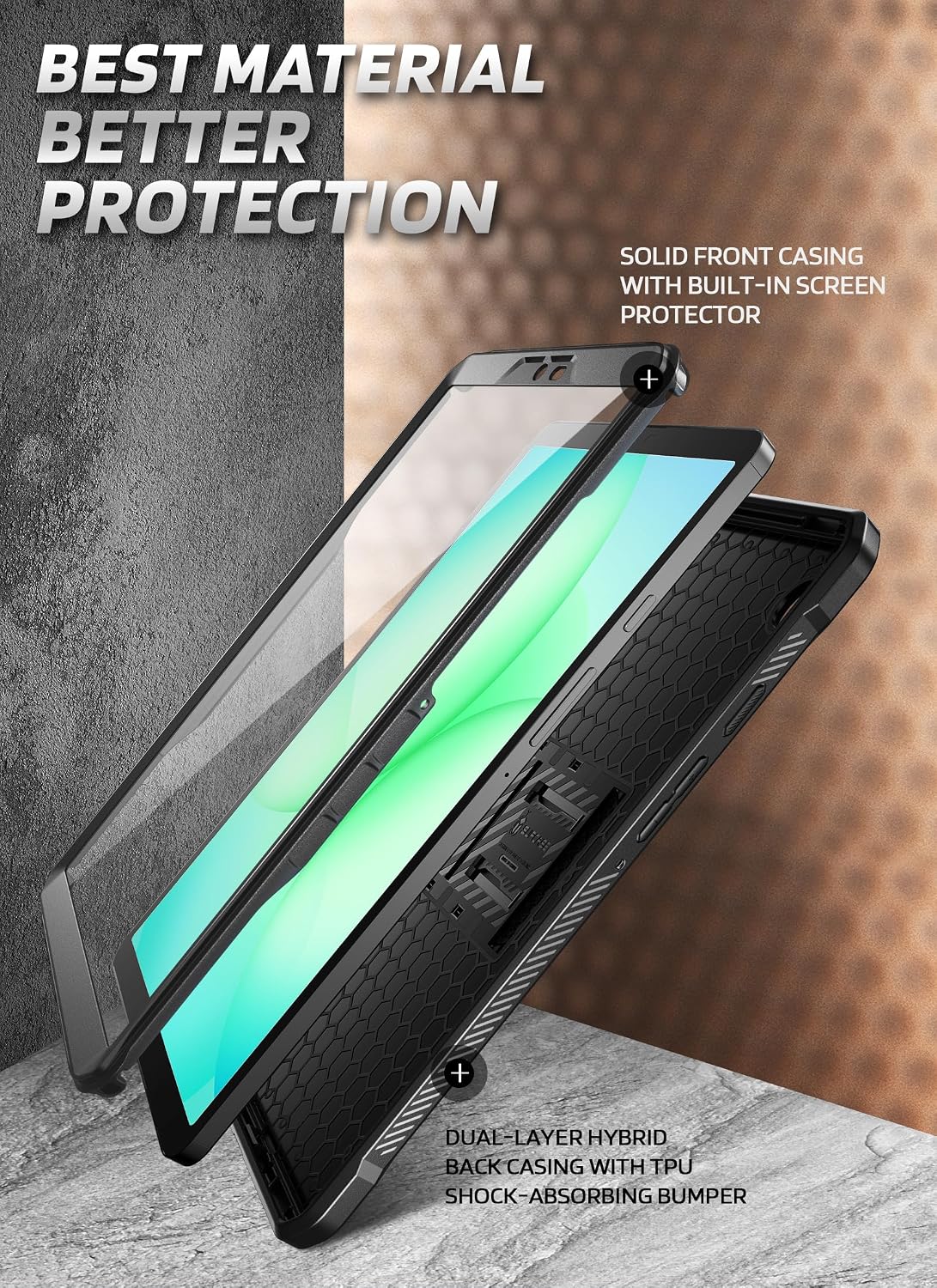 FUNDA SUPCASE PARA SAMSUNG GALAXY TAB A11 8.7' CON PROTECTOR DE PANTALLA NEGRA - 4