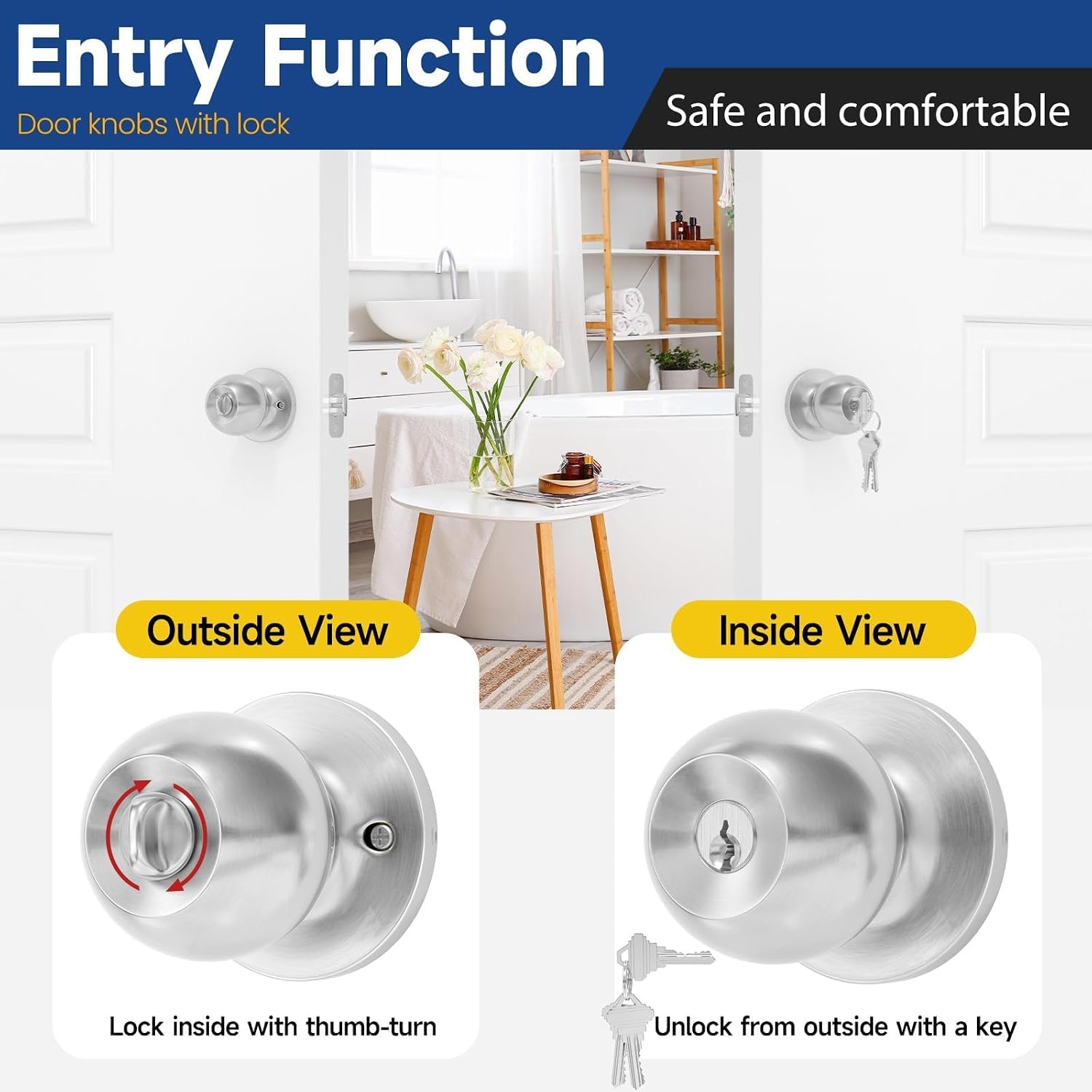 MANIJA PARA PUERTA CON LLAVE RAFECIEE SATIN NICKEL - 5