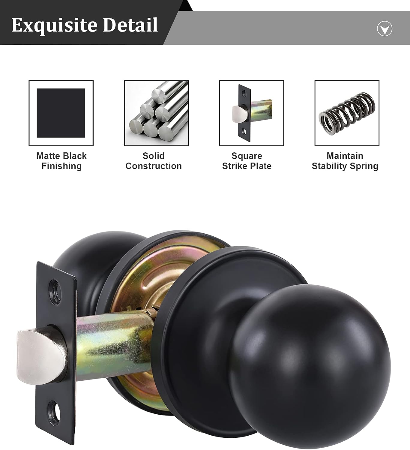 MANIJA PARA PUERTA LANWANDENG MODELO PASSAGE SIN LLAVE ACABADO NEGRO MATE - 5