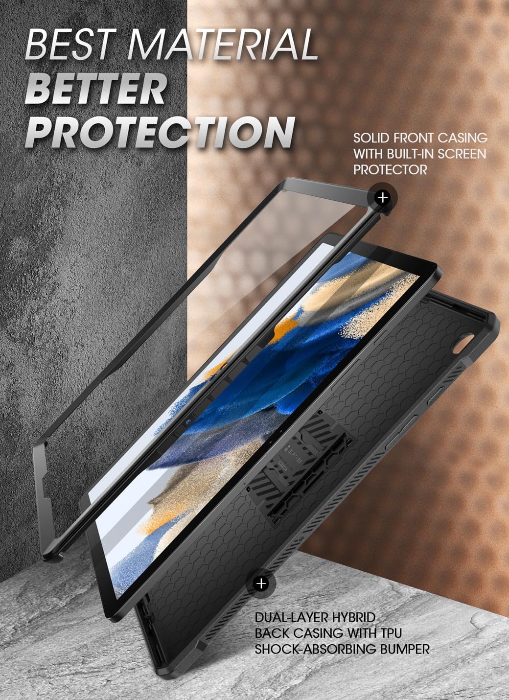 FUNDA SUPCASE PARA SAMSUNG GALAXY TAB A9 PLUS 11' 2023 CON SOPORTE, NEGRO - 3