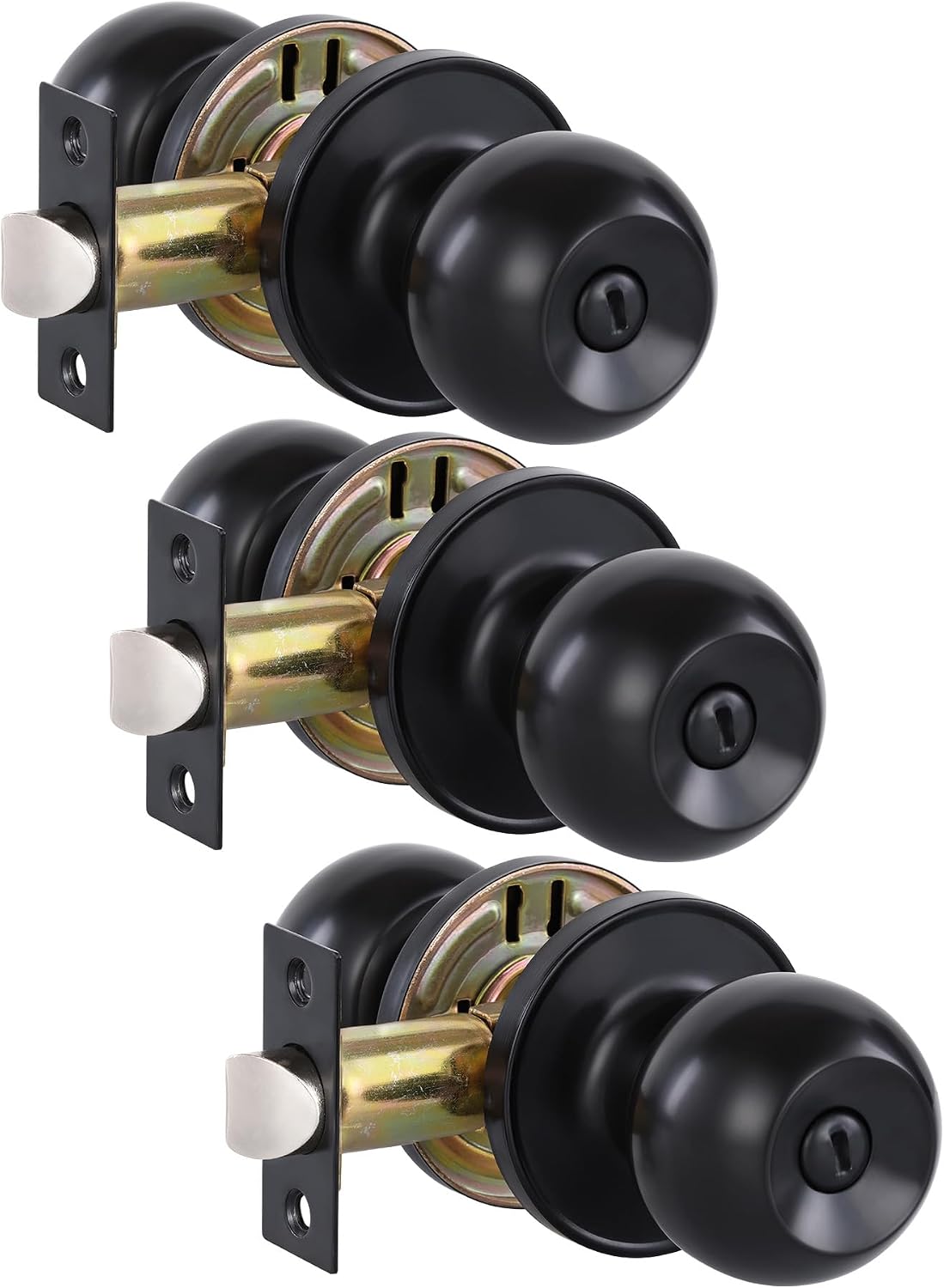 MANIJAS PARA PUERTAS LANWANDENG MATTE BLACK PRIVACY SIN LLAVE 3 UNIDADES - 1