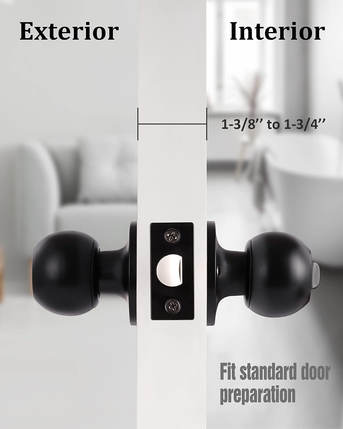 MANIJAS PARA PUERTAS LANWANDENG MATTE BLACK PRIVACY SIN LLAVE 3 UNIDADES - 4