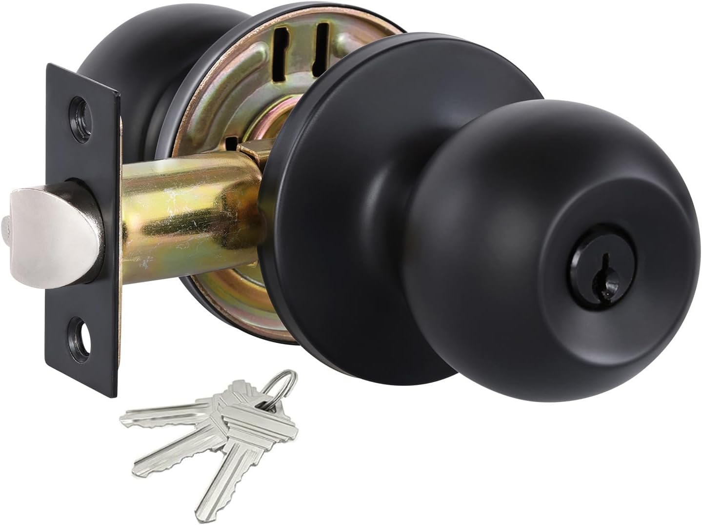 MANIJA PARA PUERTA LANWANDENG CON CERRADURA Y LLAVES NEGRO MATE - 1