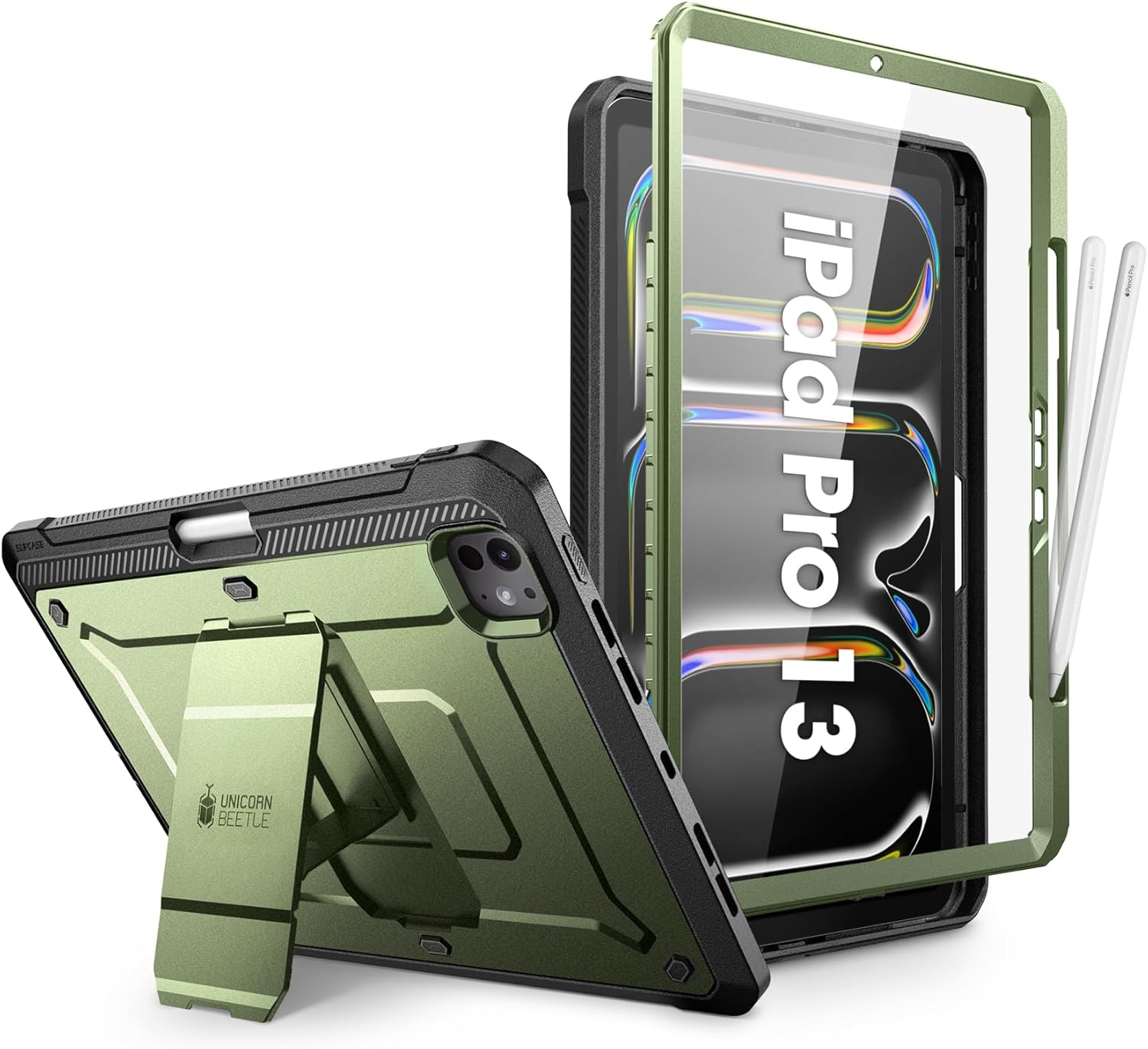 FUNDA SUPCASE PARA IPAD PRO 13 PULGADAS M5/M4 2025/2024 CON SOPORTE PARA LÁPIZ VERDE - 1