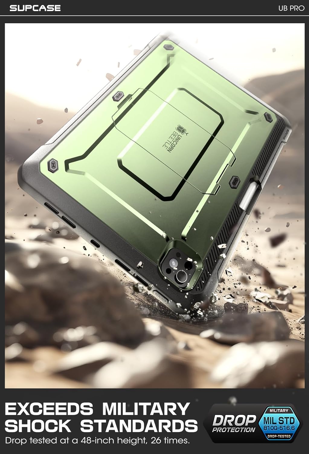 FUNDA SUPCASE PARA IPAD PRO 13 PULGADAS M5/M4 2025/2024 CON SOPORTE PARA LÁPIZ VERDE - 3
