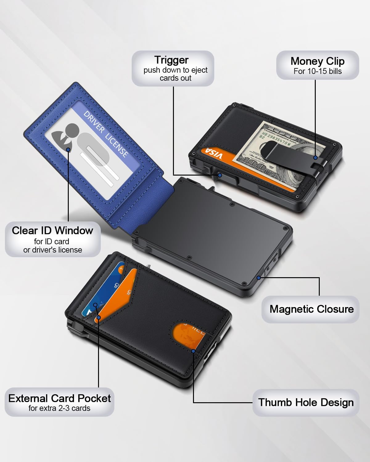 BILLETERA PARA HOMBRE ZALVEX MINIMALISTA PARA 9-13 TARJETAS CON BLOQUEO RFID - 3