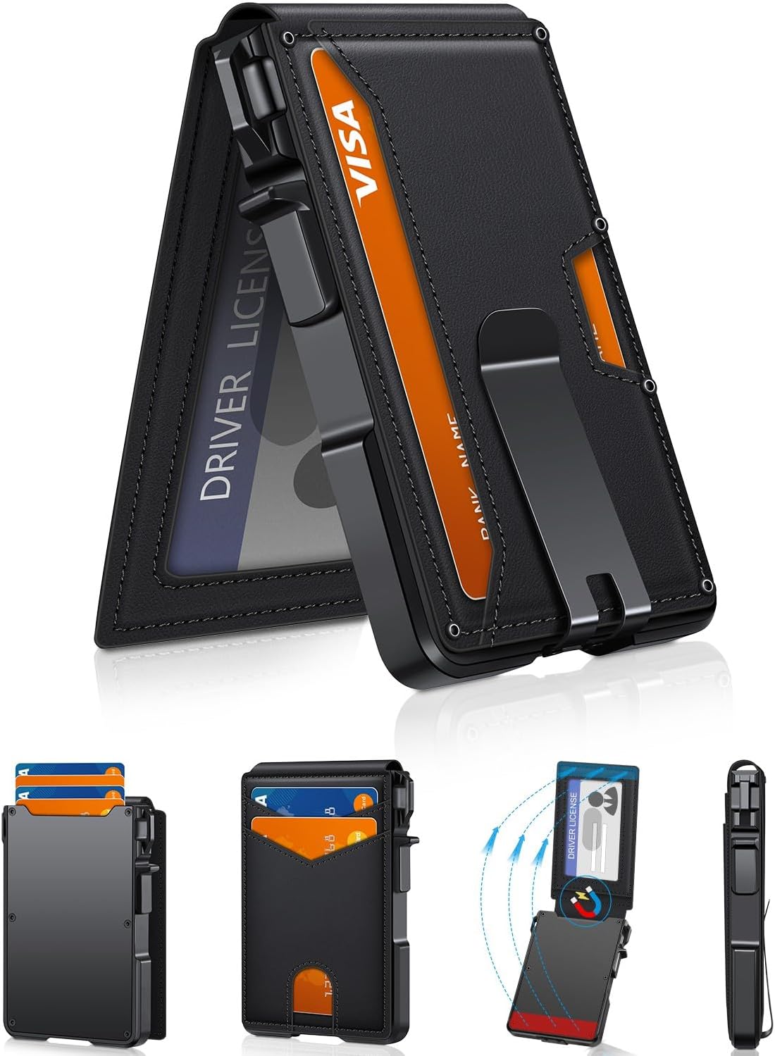 BILLETERA PARA HOMBRE ZALVEX MINIMALISTA PARA 9-13 TARJETAS NEGRA - 1