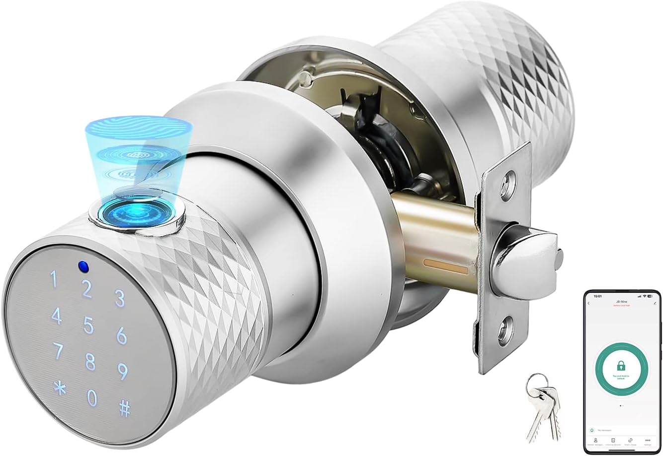 MANIJA PARA PUERTA BUOAN BIG FINGERPRINT SMART DOOR KNOB CON CERRADURA BIOMÉTRICA Y TECLADO - 1