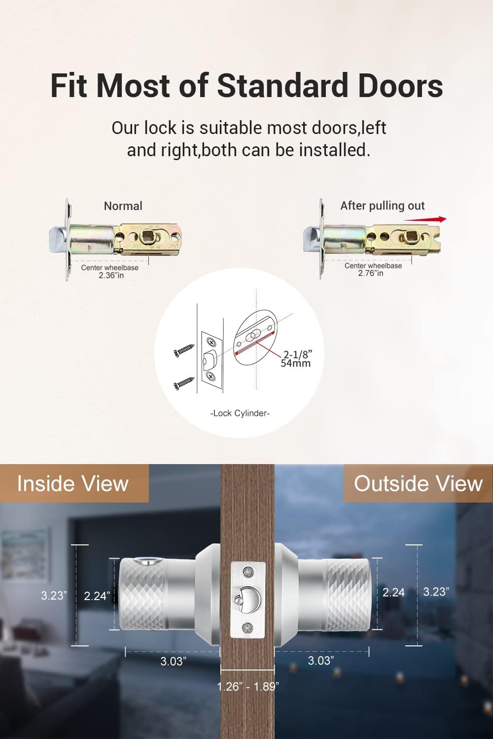 MANIJA PARA PUERTA BUOAN BIG FINGERPRINT SMART DOOR KNOB CON CERRADURA BIOMÉTRICA Y TECLADO - 4