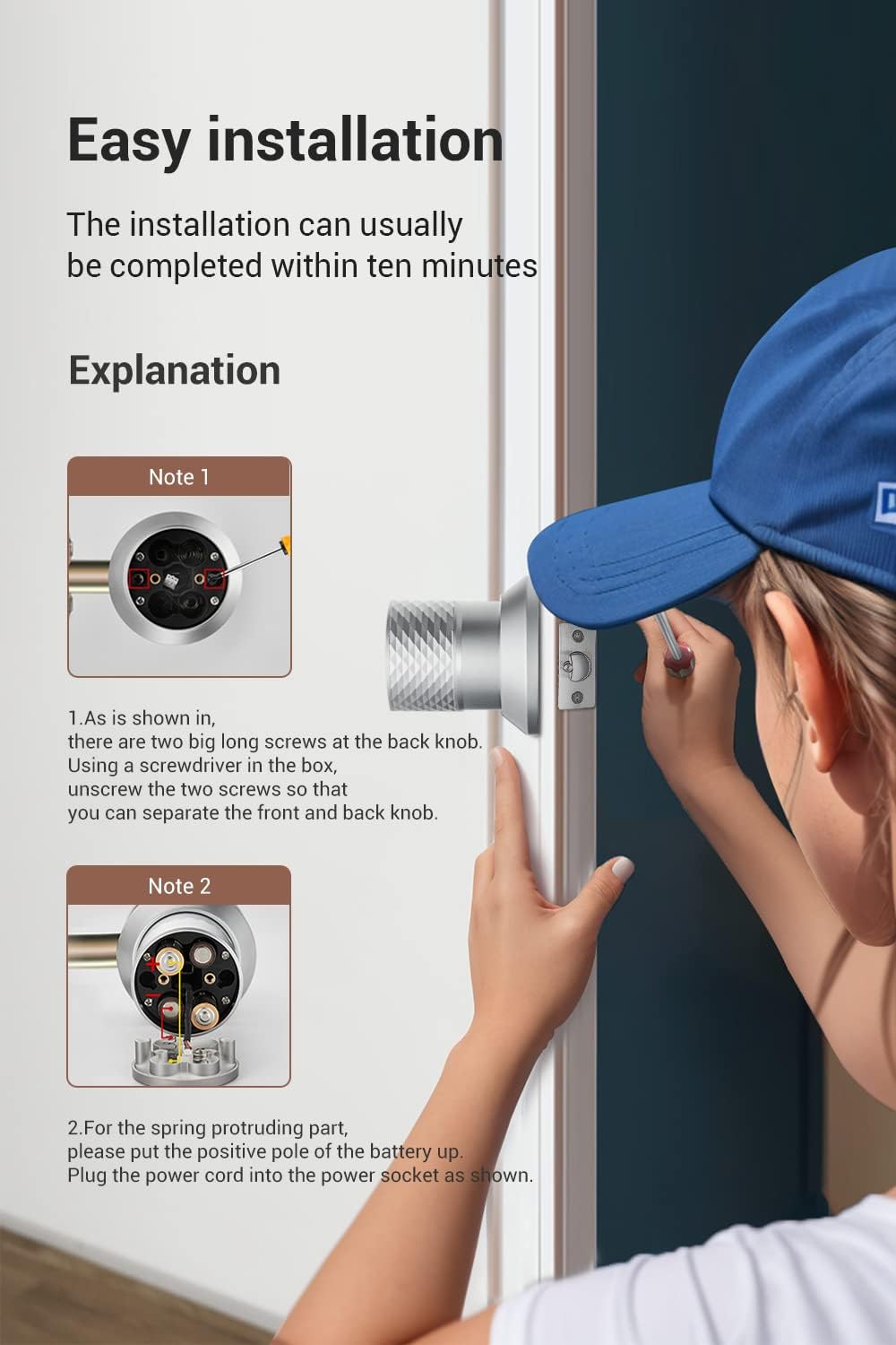 MANIJA PARA PUERTA BUOAN BIG FINGERPRINT SMART DOOR KNOB CON CERRADURA BIOMÉTRICA Y TECLADO - 5