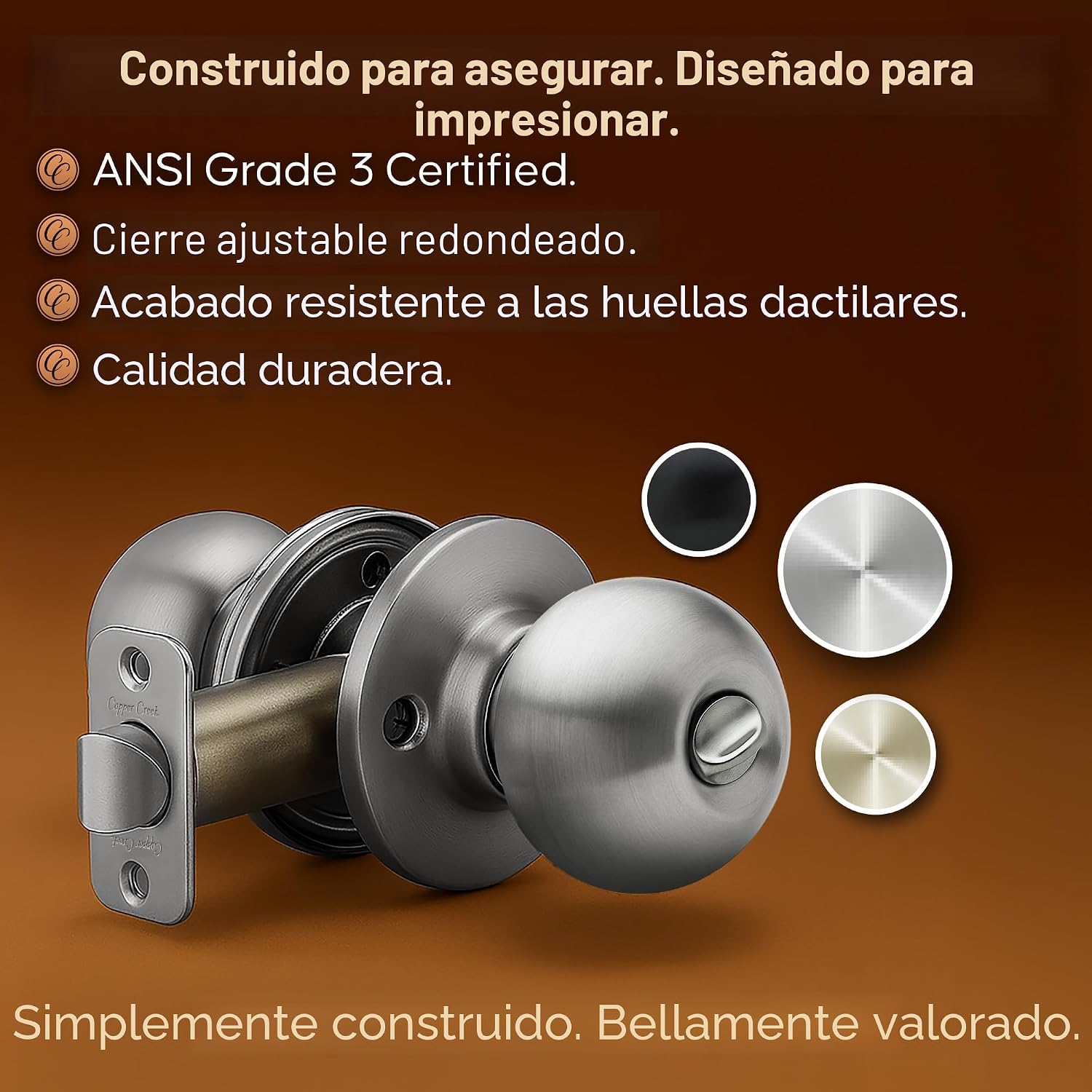 MANIJA PARA PUERTA INTERIOR COPPER CREEK PRIVACY SATIN STAINLESS - 5