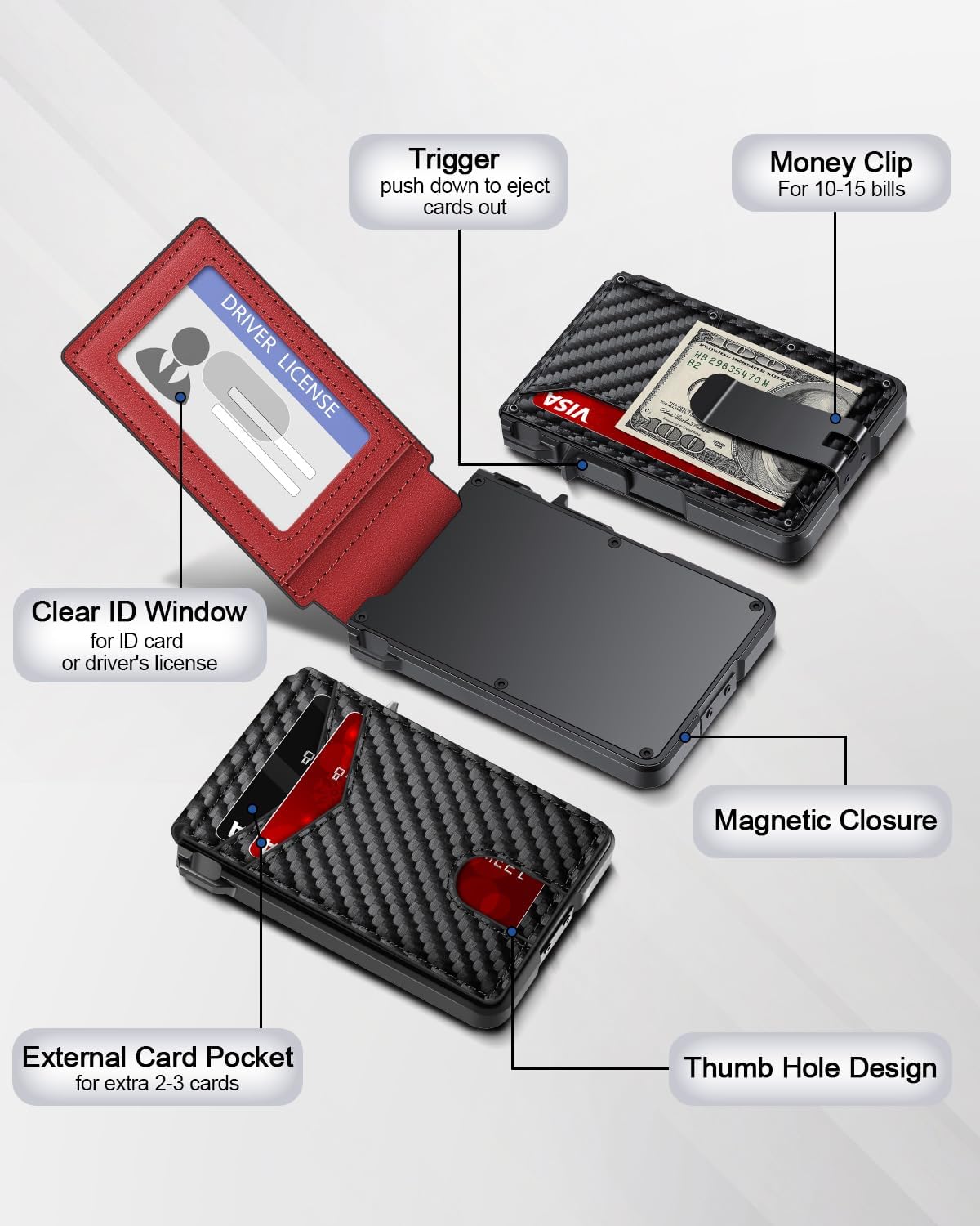 BILLETERA PARA HOMBRE ZALVEX MINIMALISTA PARA 9-13 TARJETAS CON BLOQUEO RFID - 3