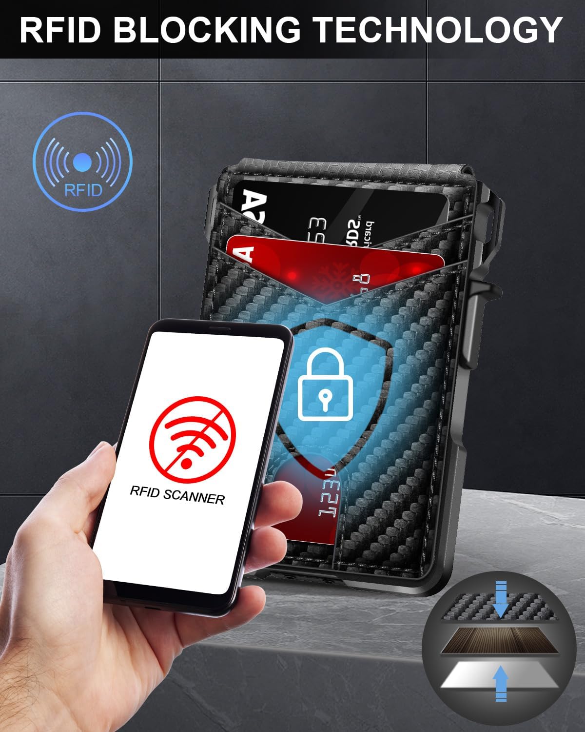 BILLETERA PARA HOMBRE ZALVEX MINIMALISTA PARA 9-13 TARJETAS CON BLOQUEO RFID - 5