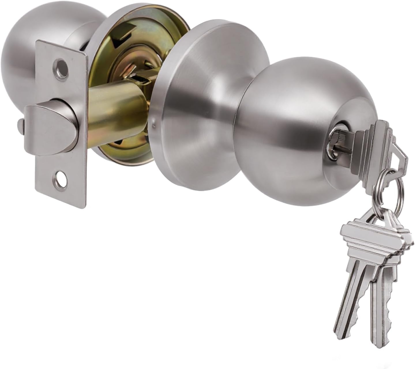 MANIJA PARA PUERTA LANWANDENG CON LLAVE Y CERRADURA SATIN NICKEL - 1