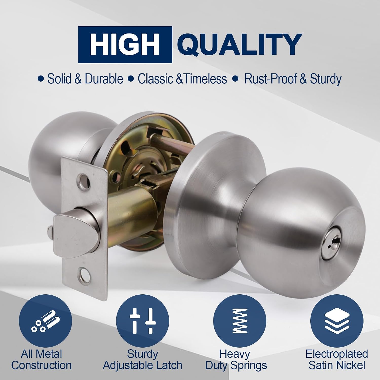 MANIJA PARA PUERTA LANWANDENG CON LLAVE Y CERRADURA SATIN NICKEL - 2
