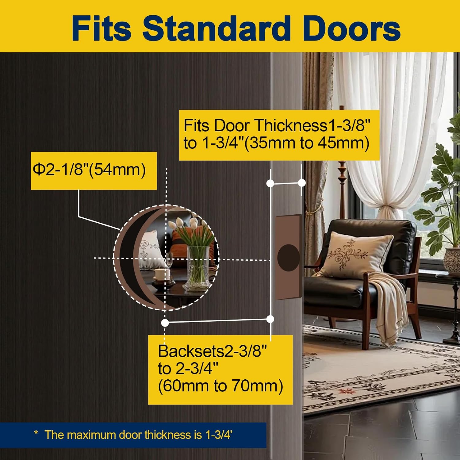 MANIJA PARA PUERTA LANWANDENG CON LLAVE Y CERRADURA SATIN NICKEL - 4