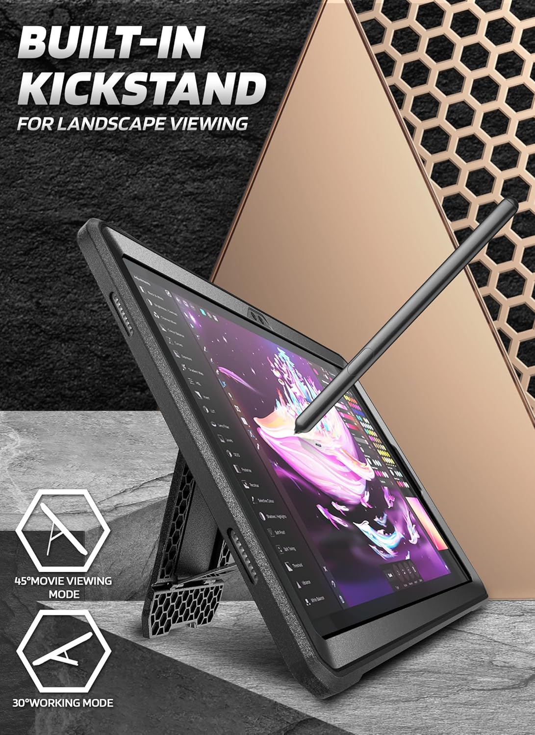 FUNDA SUPCASE PARA SAMSUNG GALAXY TAB A11+ PLUS CON PROTECTOR DE PANTALLA NEGRA - 3