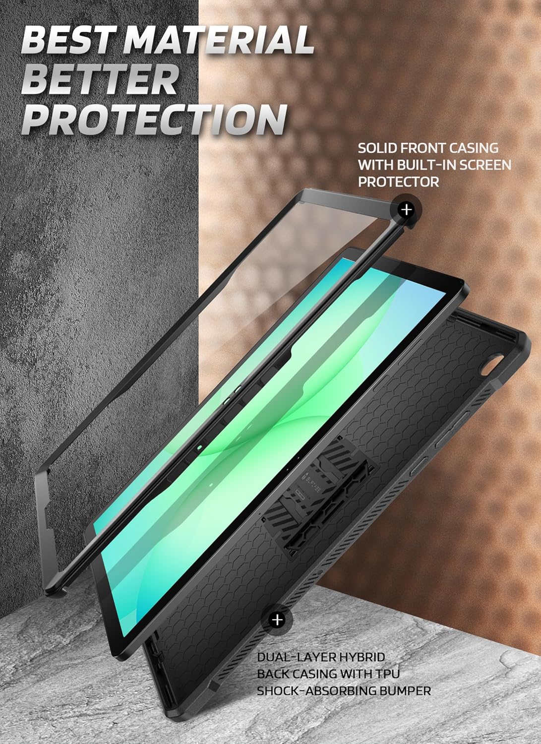 FUNDA SUPCASE PARA SAMSUNG GALAXY TAB A11+ PLUS CON PROTECTOR DE PANTALLA NEGRA - 4