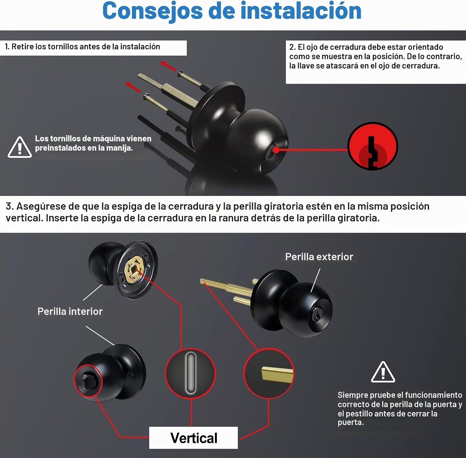 MANIJA PARA PUERTA DE ENTRADA BESTTEN CON LLAVE ACABADO NEGRO MATE - 2
