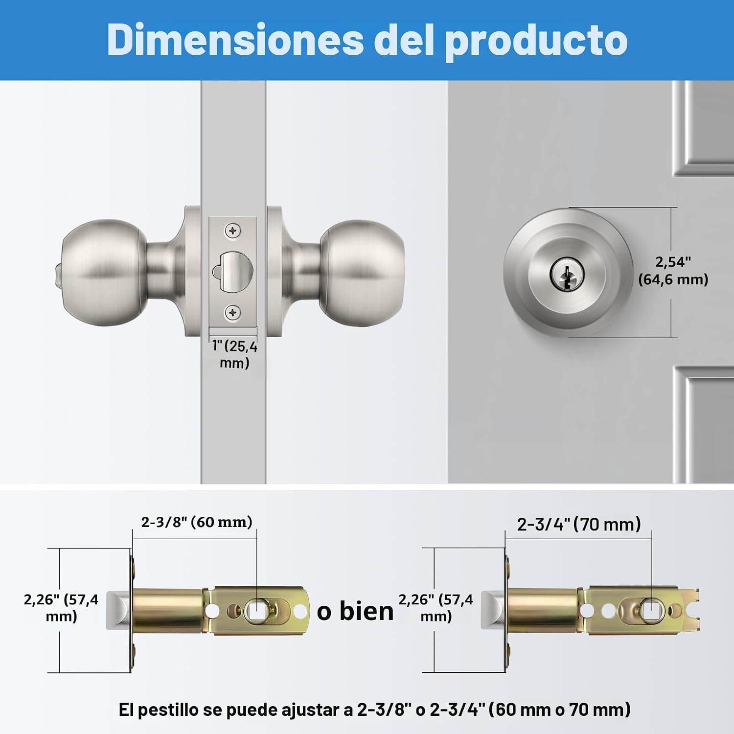 MANIJA PARA PUERTA BESTTEN CON LLAVE Y ACABADO EN NÍQUEL SATINADO - 3