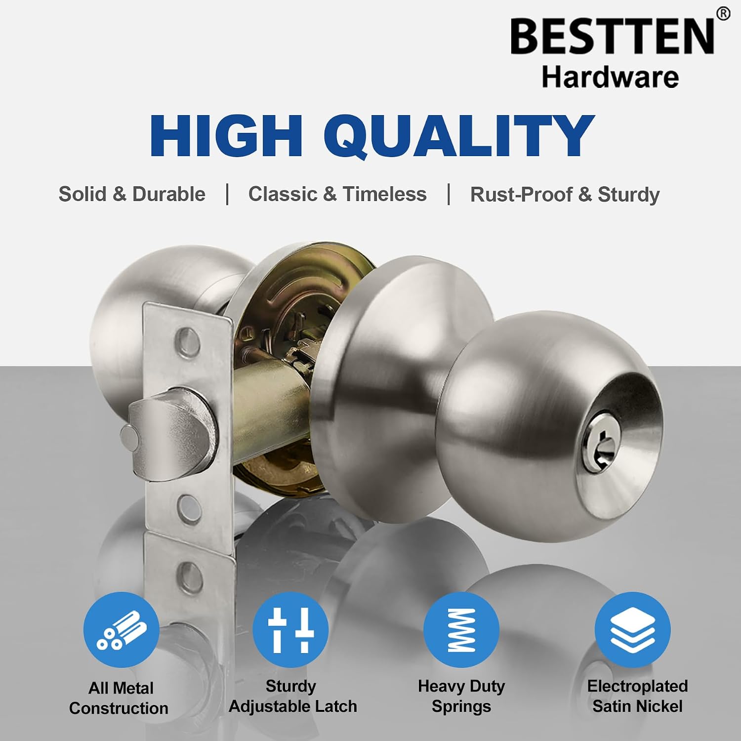 MANIJA PARA PUERTA BESTTEN CON LLAVE Y ACABADO EN NÍQUEL SATINADO - 5