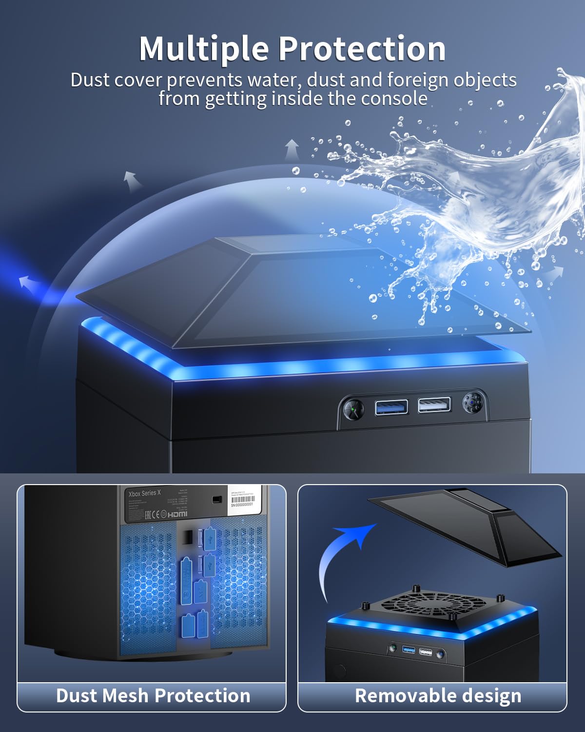 VENTILADOR COOLER MENEEA PARA XBOX SERIES X CON LUZ MULTICOLOR Y PROTECCIÓN CONTRA POLVO - 5
