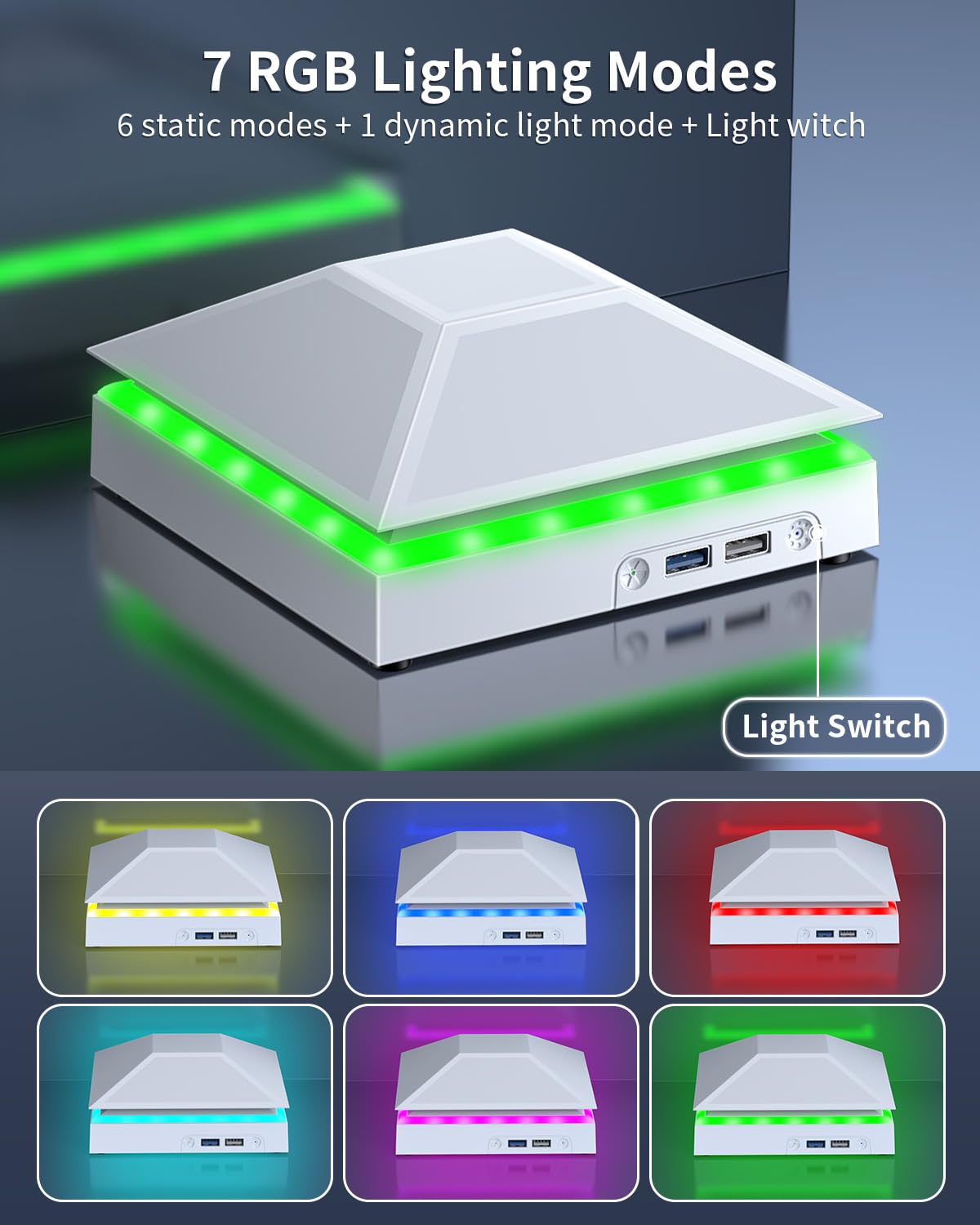 VENTILADOR COOLING FAN PARA XBOX SERIES X CON LUZ Y PROTECCIÓN CONTRA POLVO BLANCO - 4