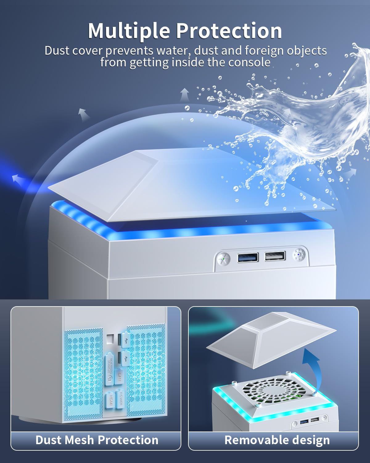 VENTILADOR COOLING FAN PARA XBOX SERIES X CON LUZ Y PROTECCIÓN CONTRA POLVO BLANCO - 5
