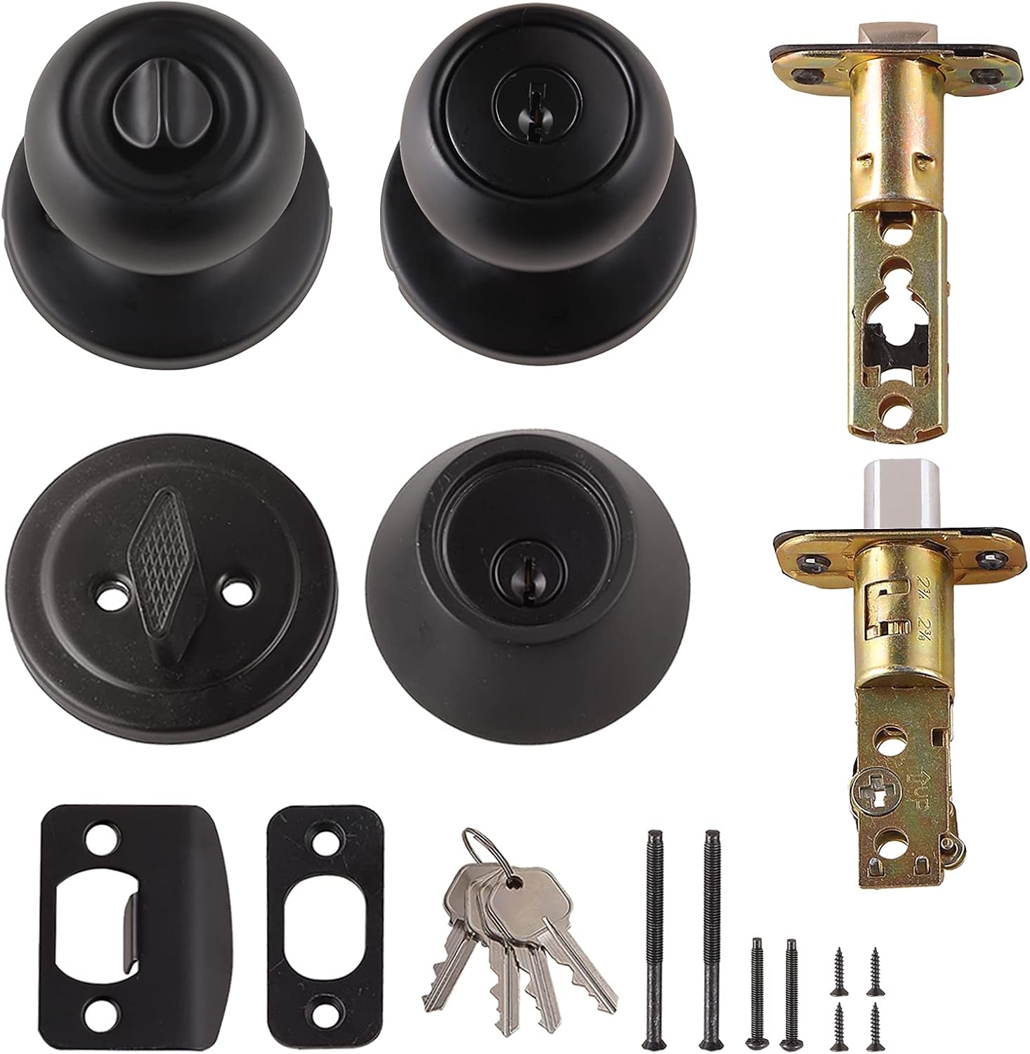MANIJA PARA PUERTA EXTERIOR AMAZON BASICS CON LLAVE Y CERROJO, COASTAL, NEGRO MATE - 3
