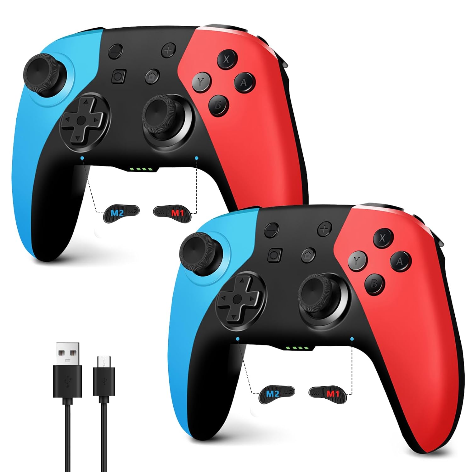 MANDO INALÁMBRICO ACEGAMER 2 PACK PARA NINTENDO SWITCH Y SWITCH 2 ROJO Y AZUL - 1