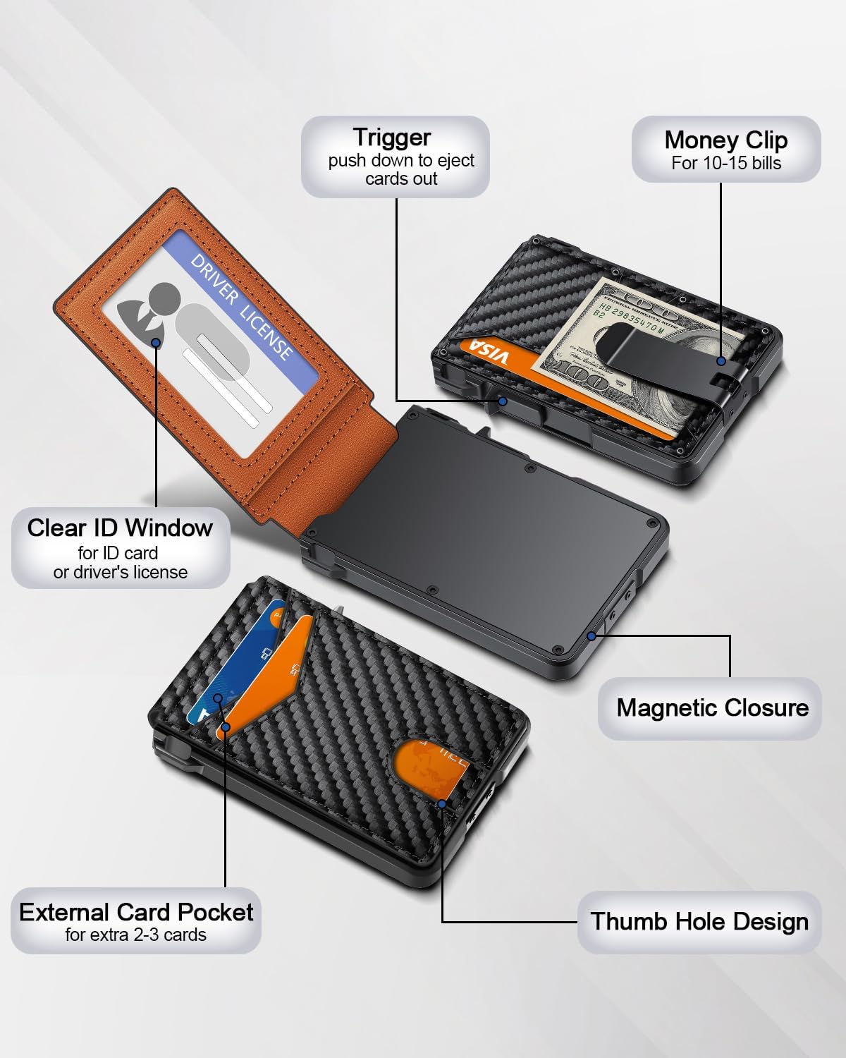 BILLETERA PARA HOMBRE ZALVEX MINIMALISTA PARA 9-13 TARJETAS CON RFID - 3
