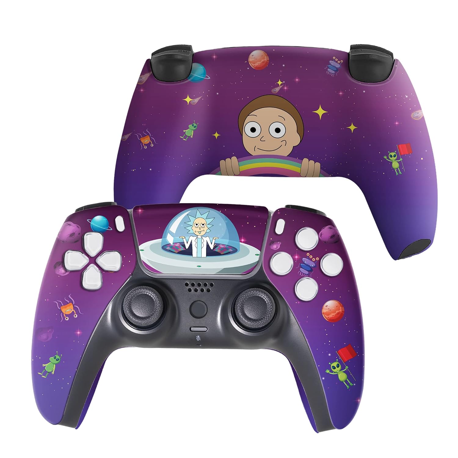 MANDO INALÁMBRICO PS5 BABY CUDDLE BOX RICKY - MORTY PERSONALIZADO CON IMPRESIÓN HYDRO-DIP PERMANENTE - 1