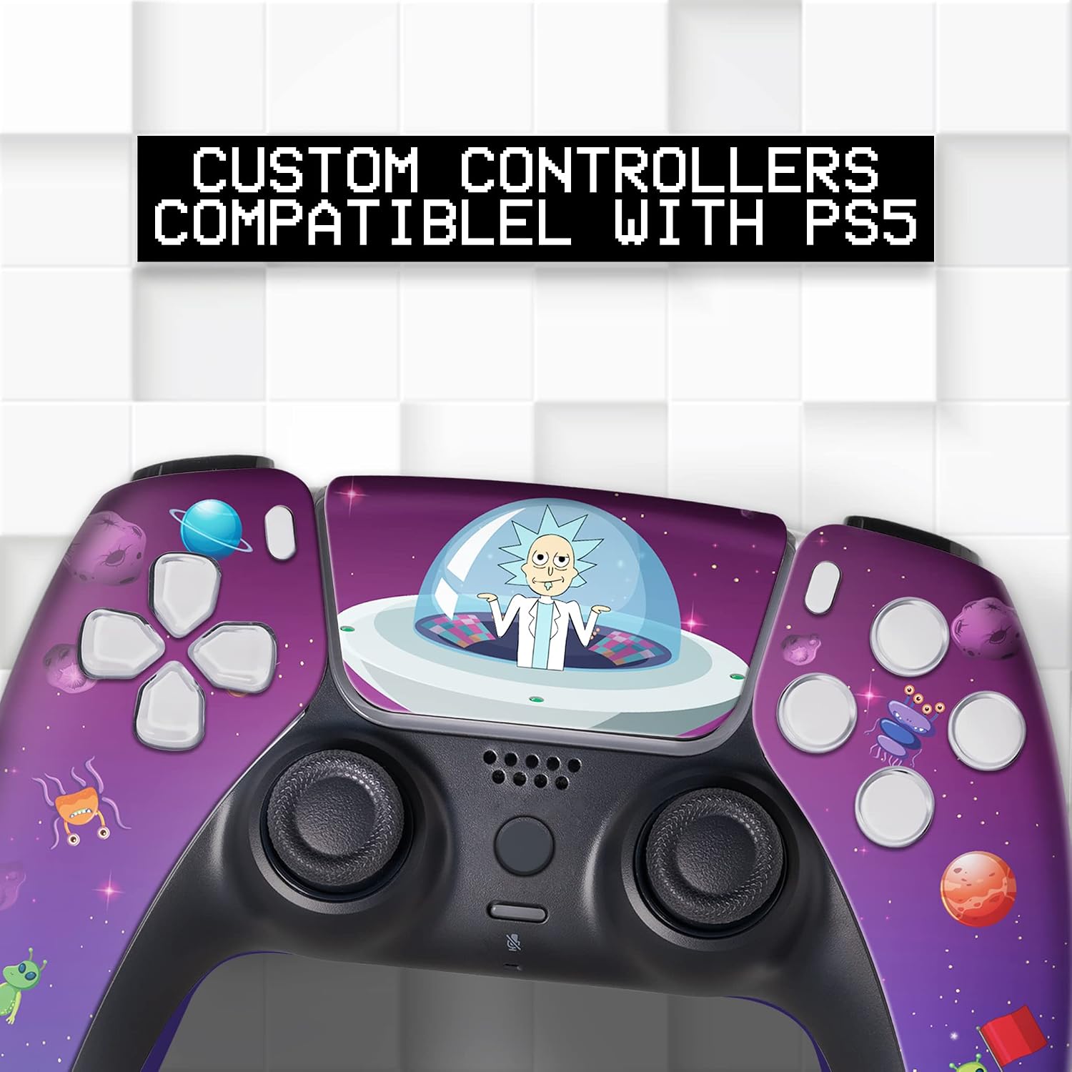 MANDO INALÁMBRICO PS5 BABY CUDDLE BOX RICKY - MORTY PERSONALIZADO CON IMPRESIÓN HYDRO-DIP PERMANENTE - 2