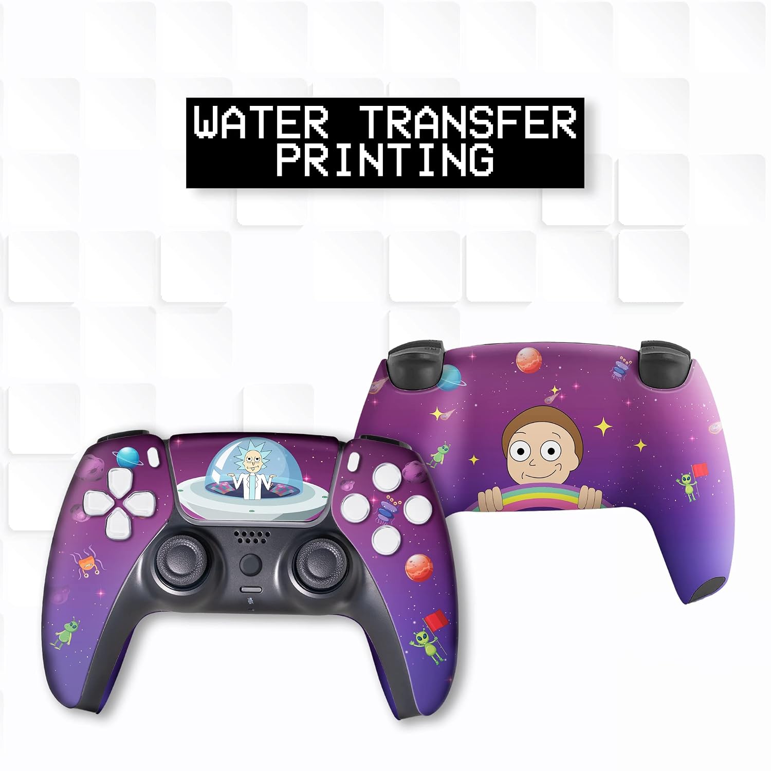 MANDO INALÁMBRICO PS5 BABY CUDDLE BOX RICKY - MORTY PERSONALIZADO CON IMPRESIÓN HYDRO-DIP PERMANENTE - 4