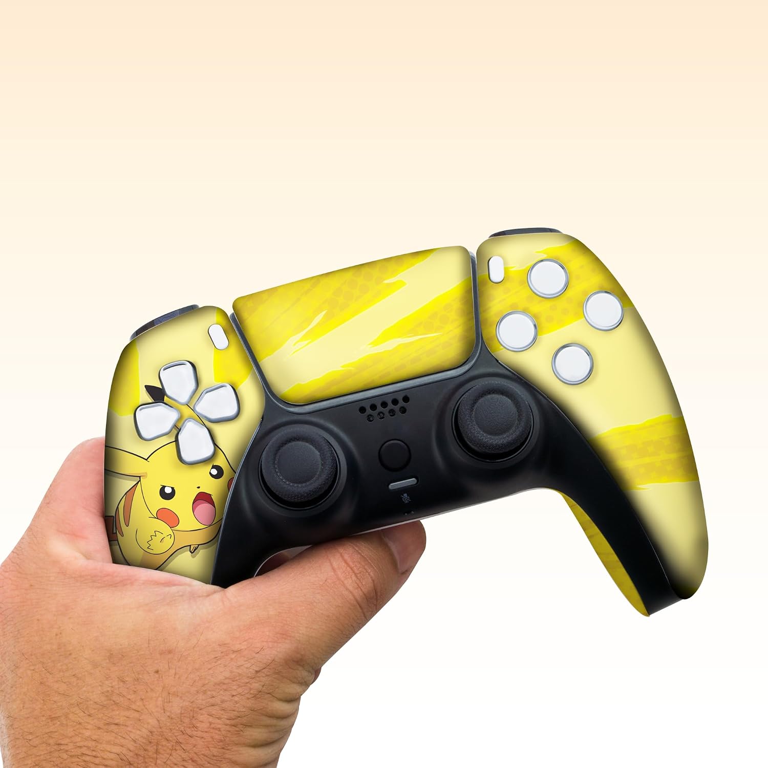 CONTROL INALÁMBRICO BABY CUDDLE BOX PIKACHHU PARA PS5 PERSONALIZADO CON IMPRESIÓN HYDRO-DIP - 5