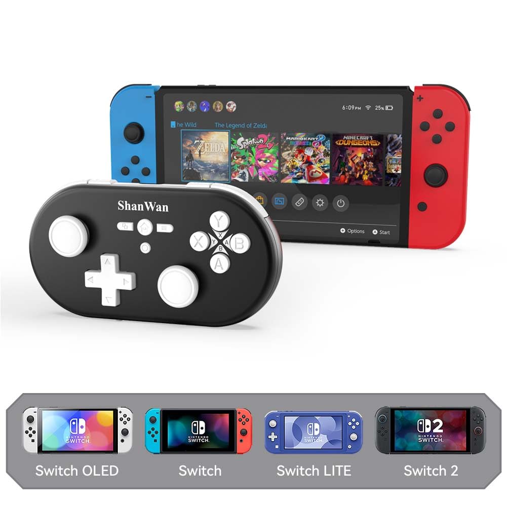 CONTROL INALÁMBRICO MINI SHANWAN Q37PRO PARA SWITCH, PC, IOS Y ANDROID NEGRO - 3