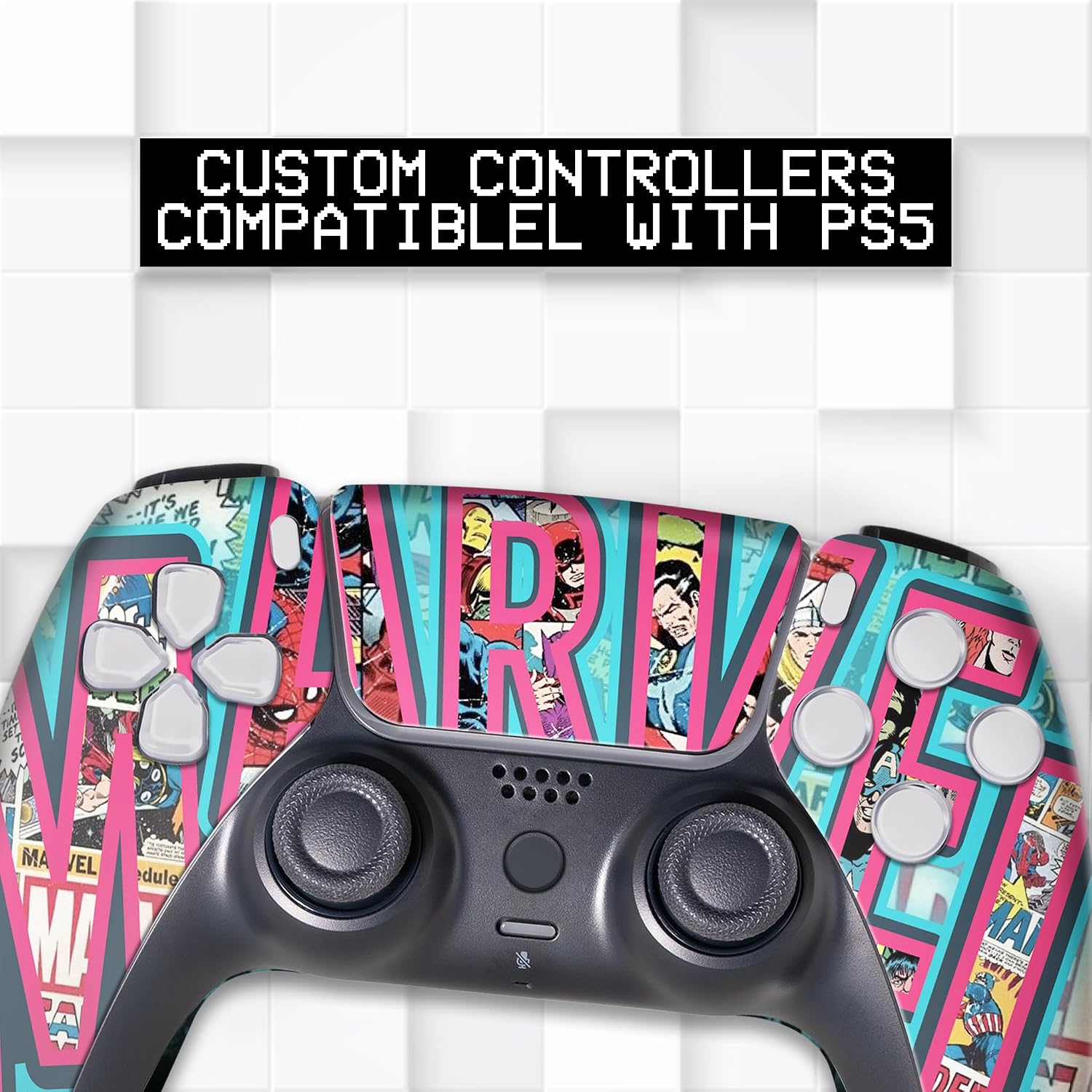 CONTROL INALÁMBRICO PERSONALIZADO MARRVEL PARA PS5 CON IMPRESIÓN HYDRO-DIP PERMANENTE - 2