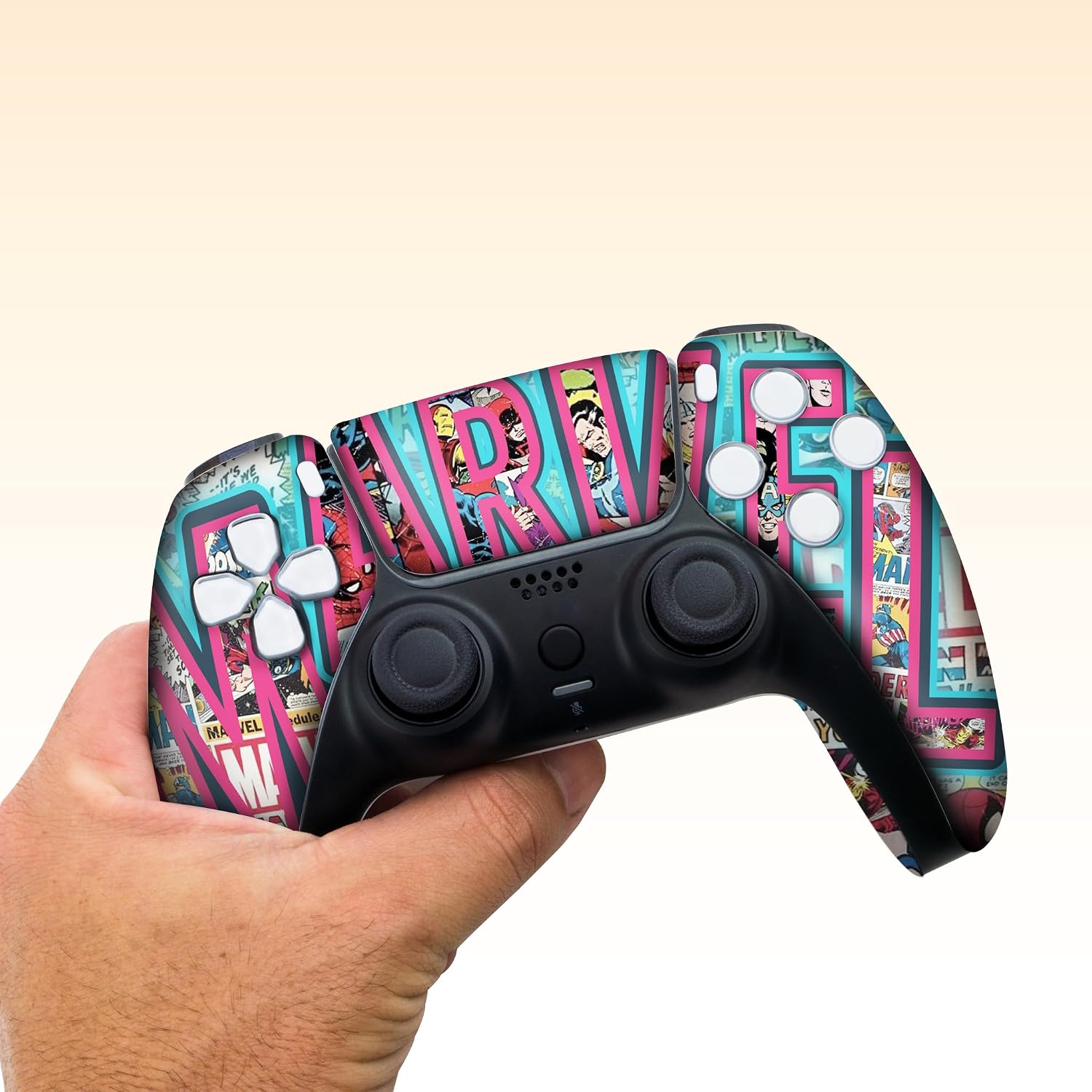 CONTROL INALÁMBRICO PERSONALIZADO MARRVEL PARA PS5 CON IMPRESIÓN HYDRO-DIP PERMANENTE - 5