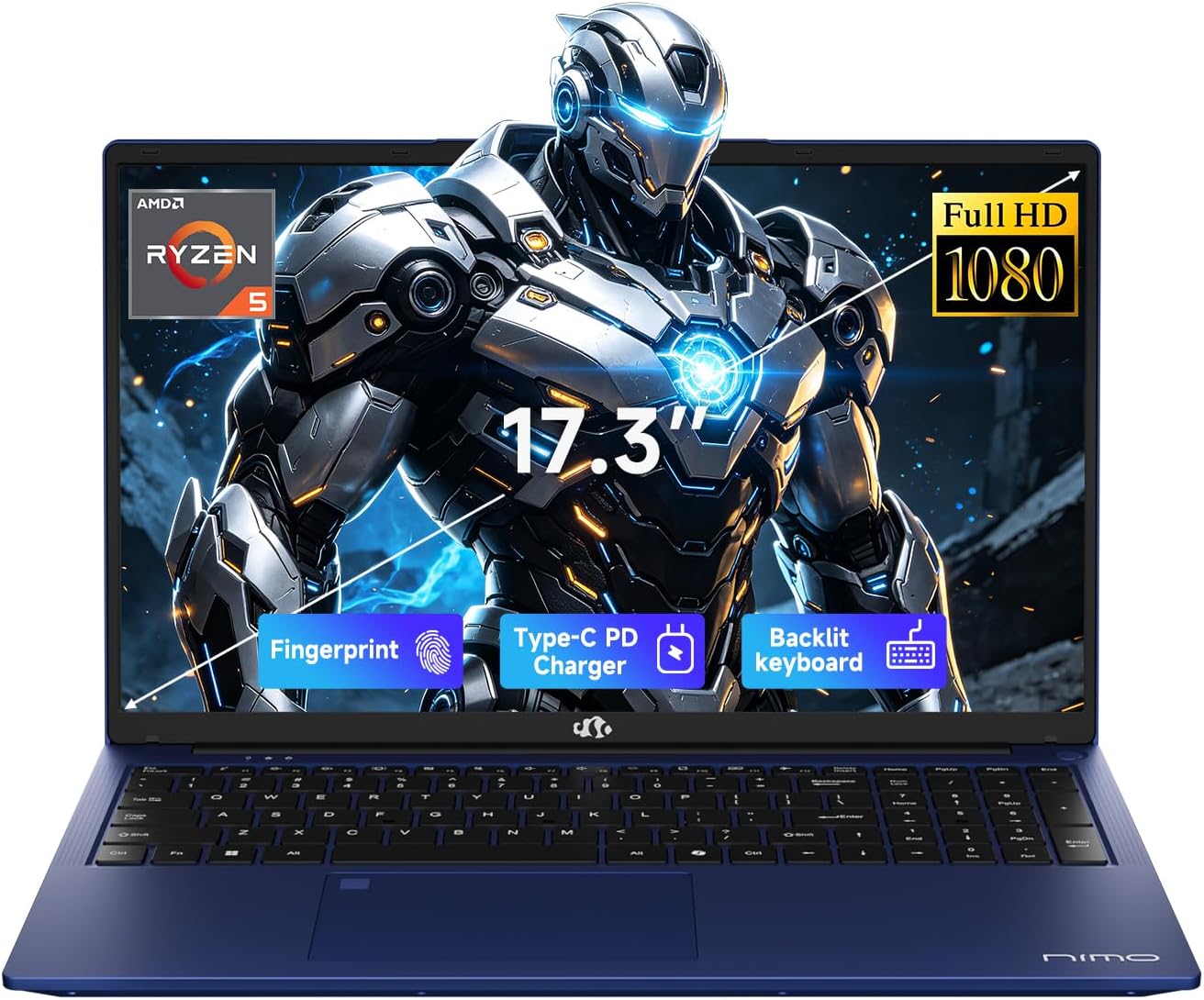 LAPTOP GAMING NIMO 17.3' AMD RYZEN 5 6600H 16GB DDR5 512GB SSD - 1
