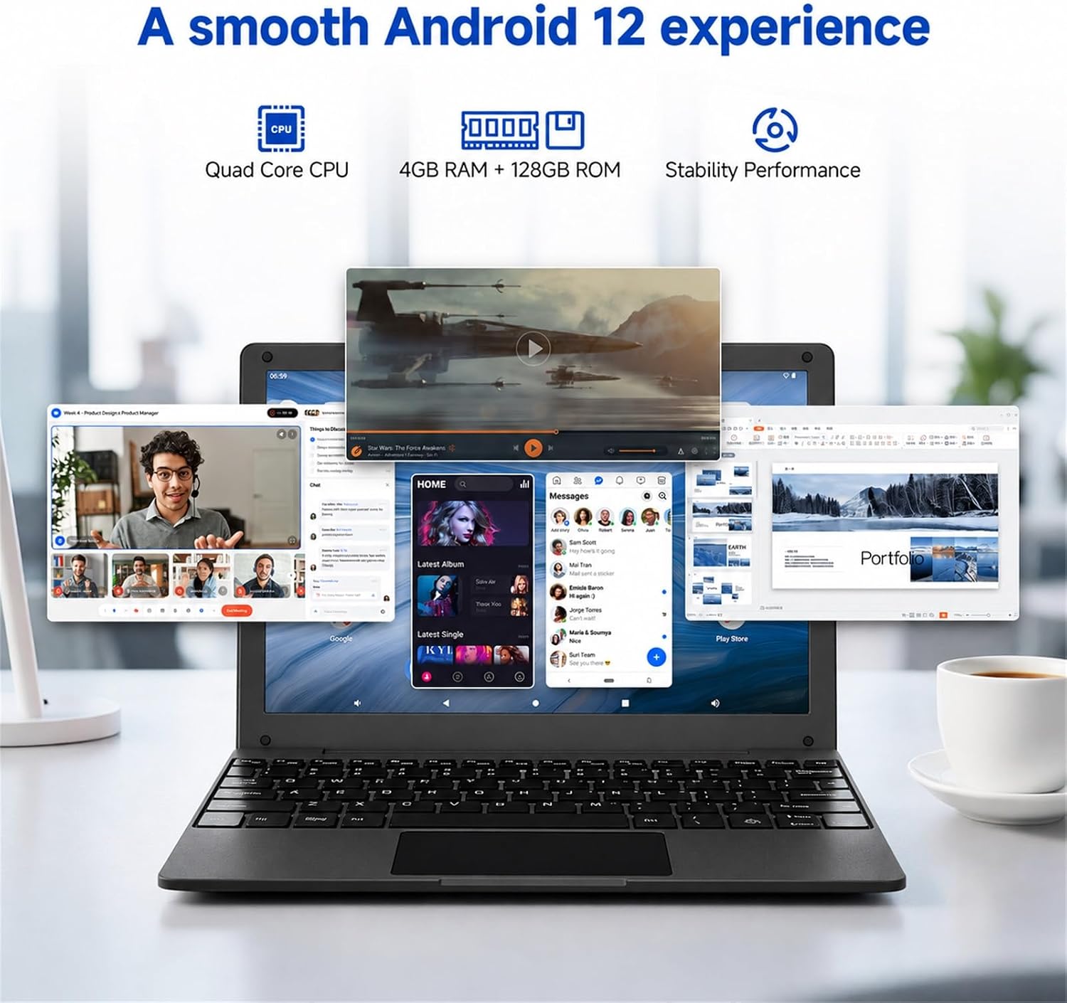 TABLET MINI NETBOOK ZHAOHUIXIN 10.1 PULGADAS QUAD-CORE 2GB RAM 64GB ANDROID 12 - 5