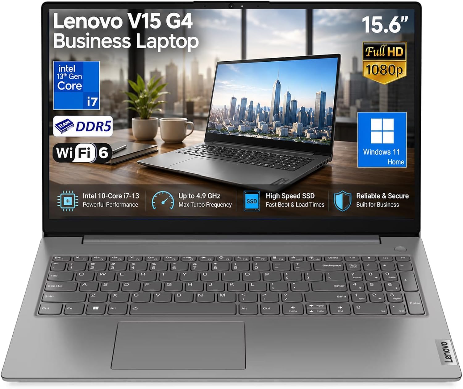 LAPTOP 2 EN 1 LENOVO V15 G4 BUSINESS I7-13620H 15.6' FHD 16GB RAM 512GB SSD GRIS - 1